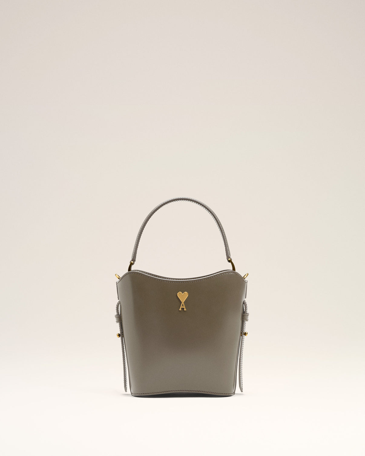 Grey Glazed Leather Mini Paris Paris Bucket Bag