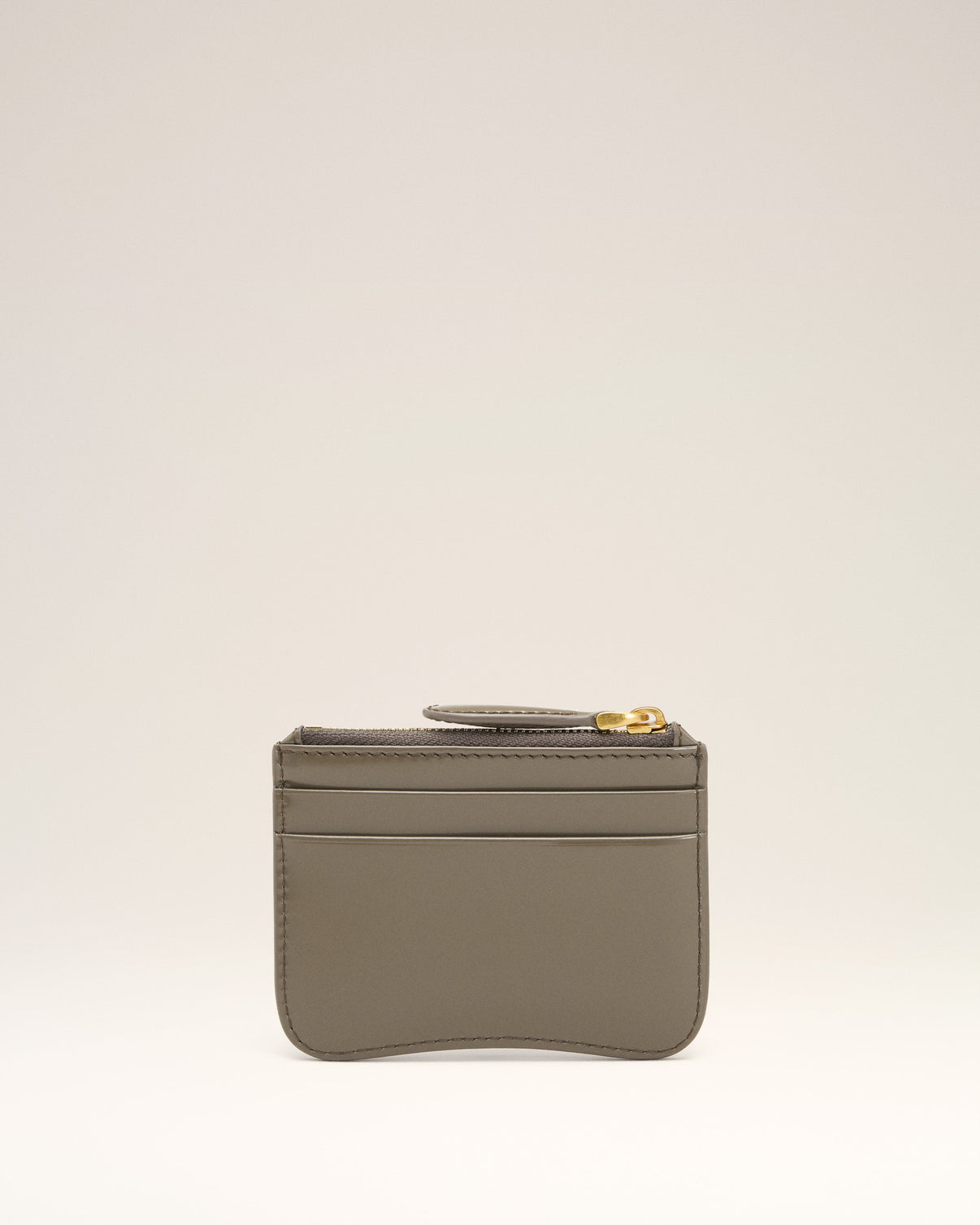 Grey Glazed Leather Paris Paris Zipped Card Holder