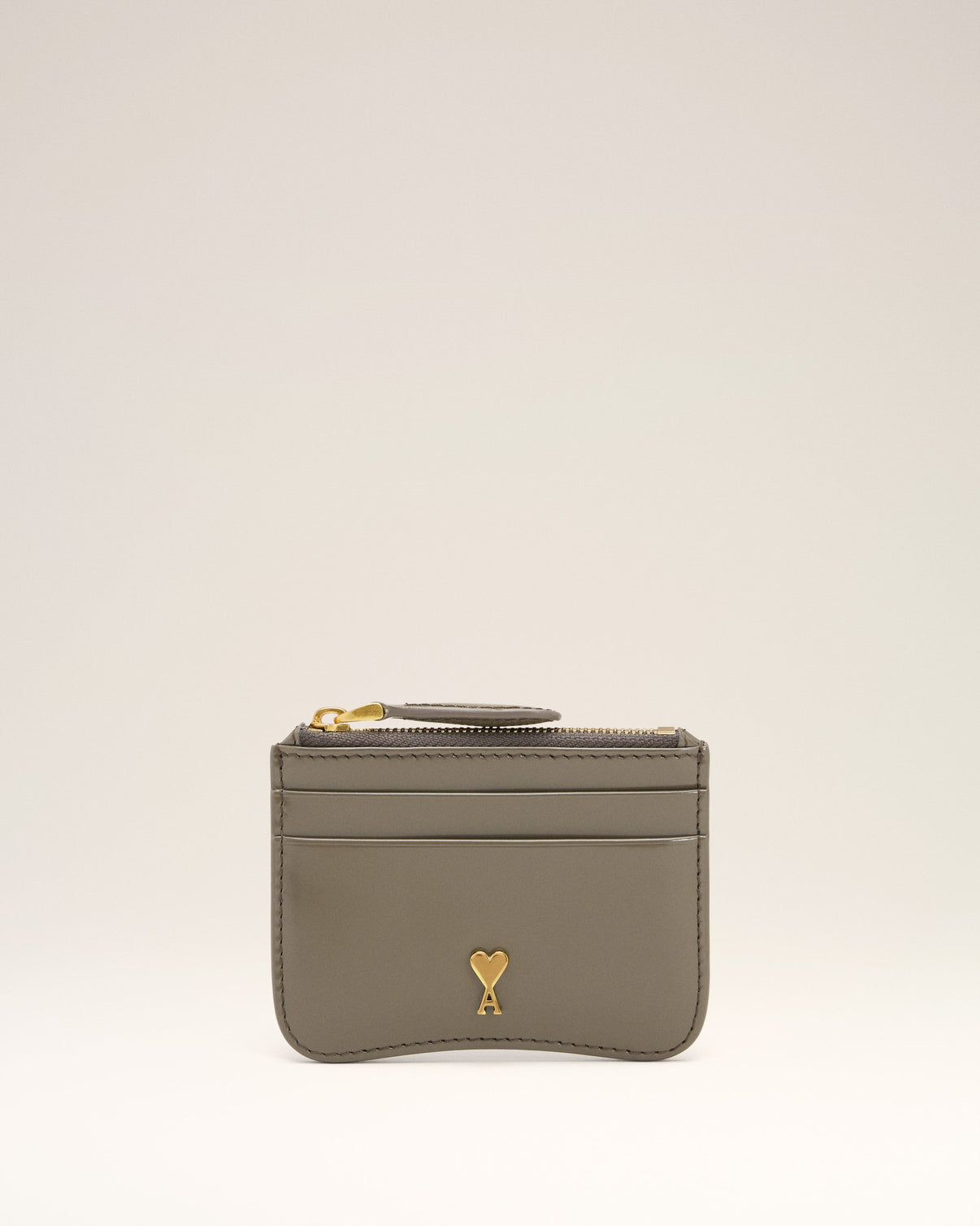 Grey Glazed Leather Paris Paris Zipped Card Holder