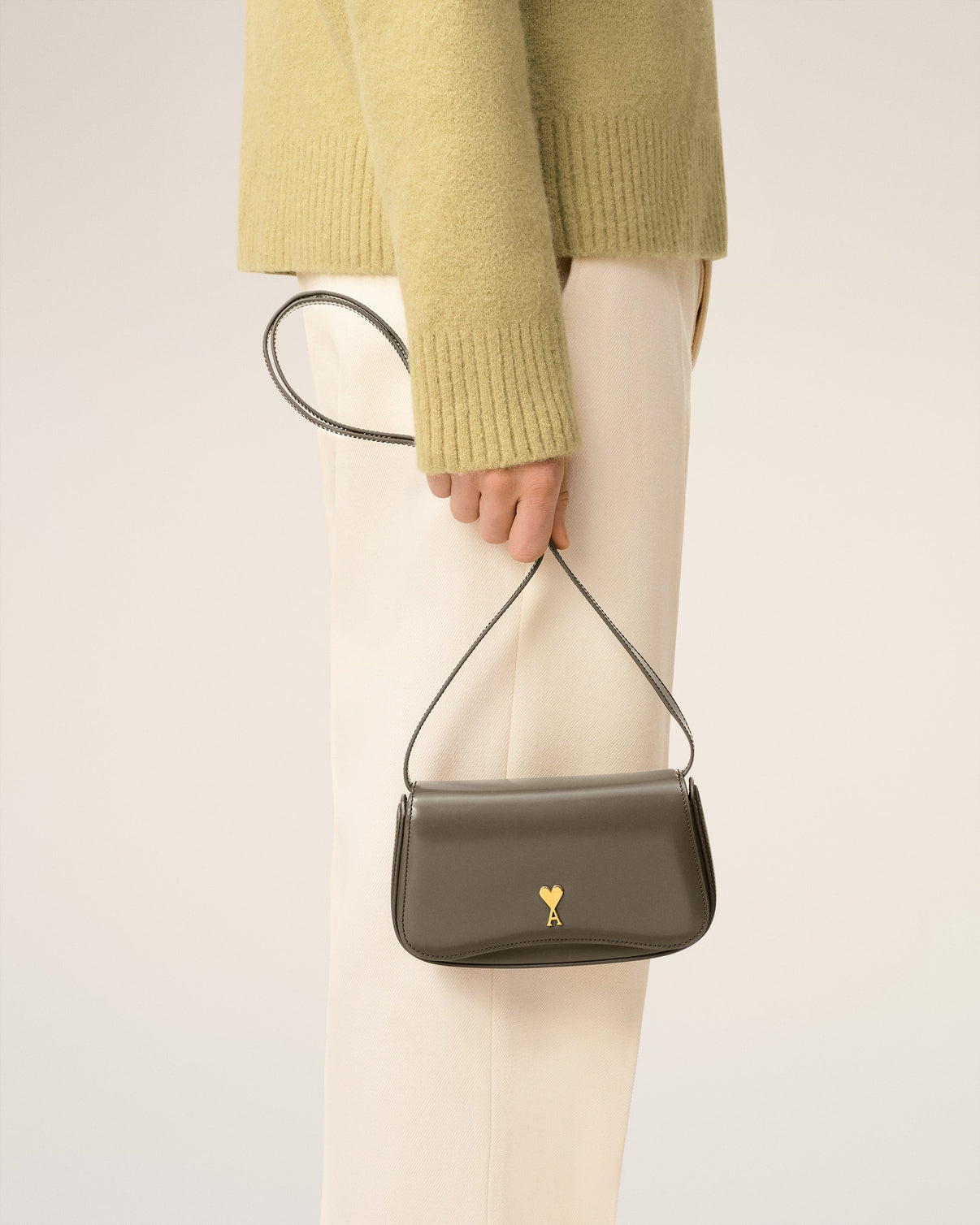 Grey Glazed Leather Small Crossbody Paris Paris Bag