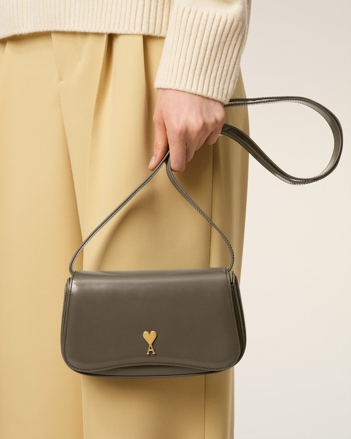 Grey Glazed Leather Small Crossbody Paris Paris Bag