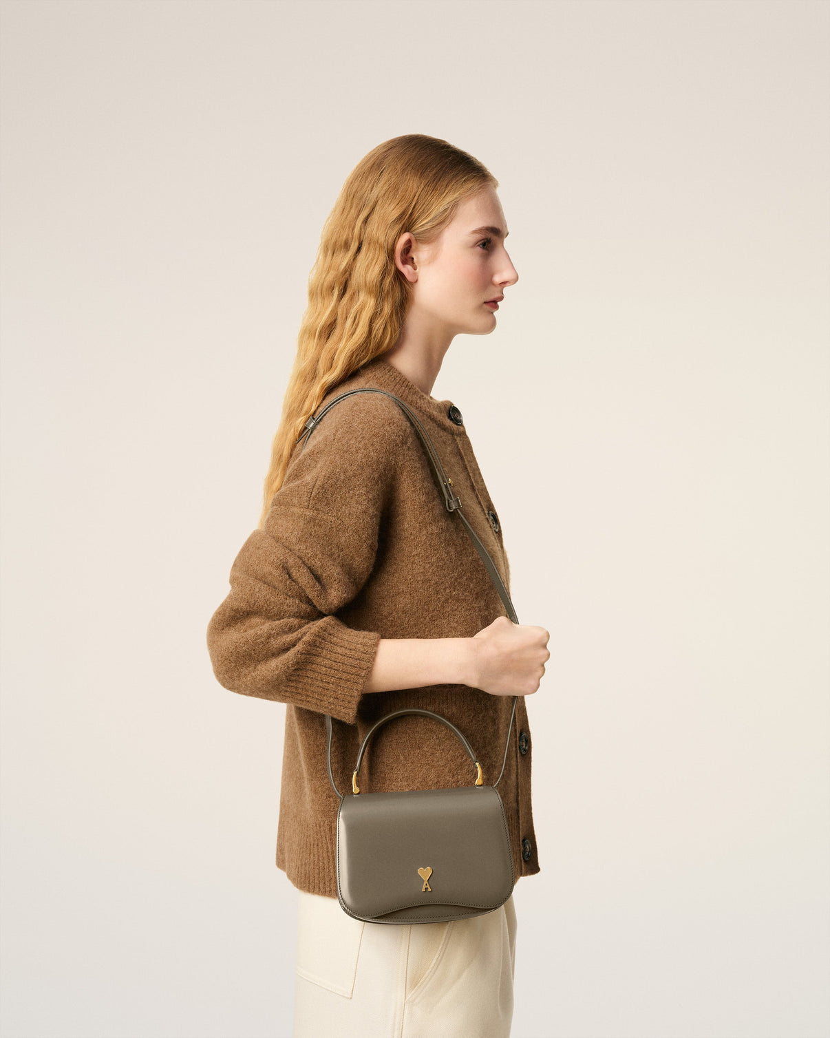 Grey Glazed Leather Top Handle Paris Paris Bag