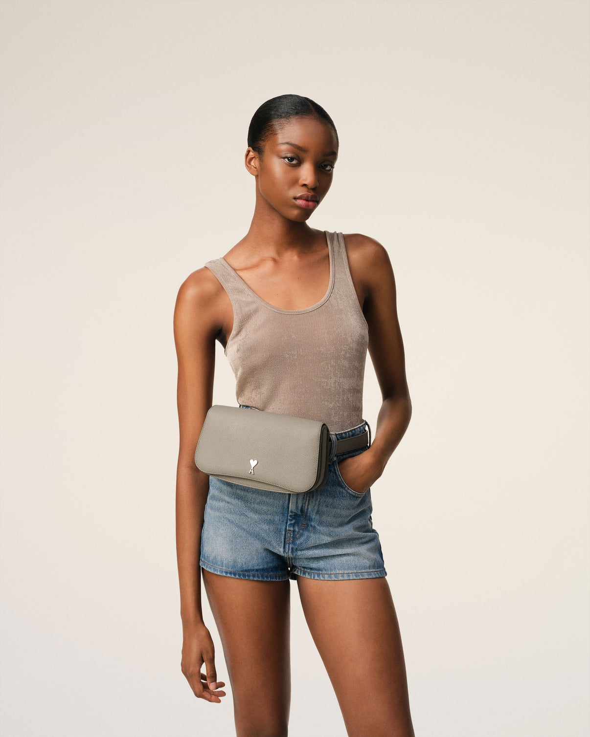 Grey Leather Crossbody Paris Paris Bag