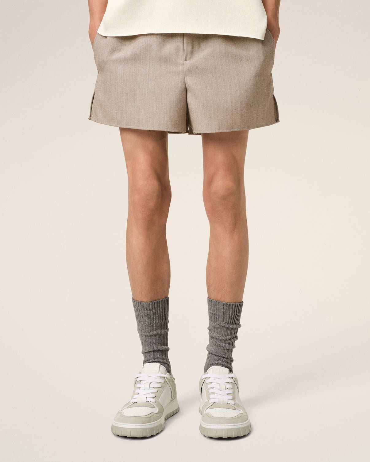 Grey Leather Low Top Walk Sneakers