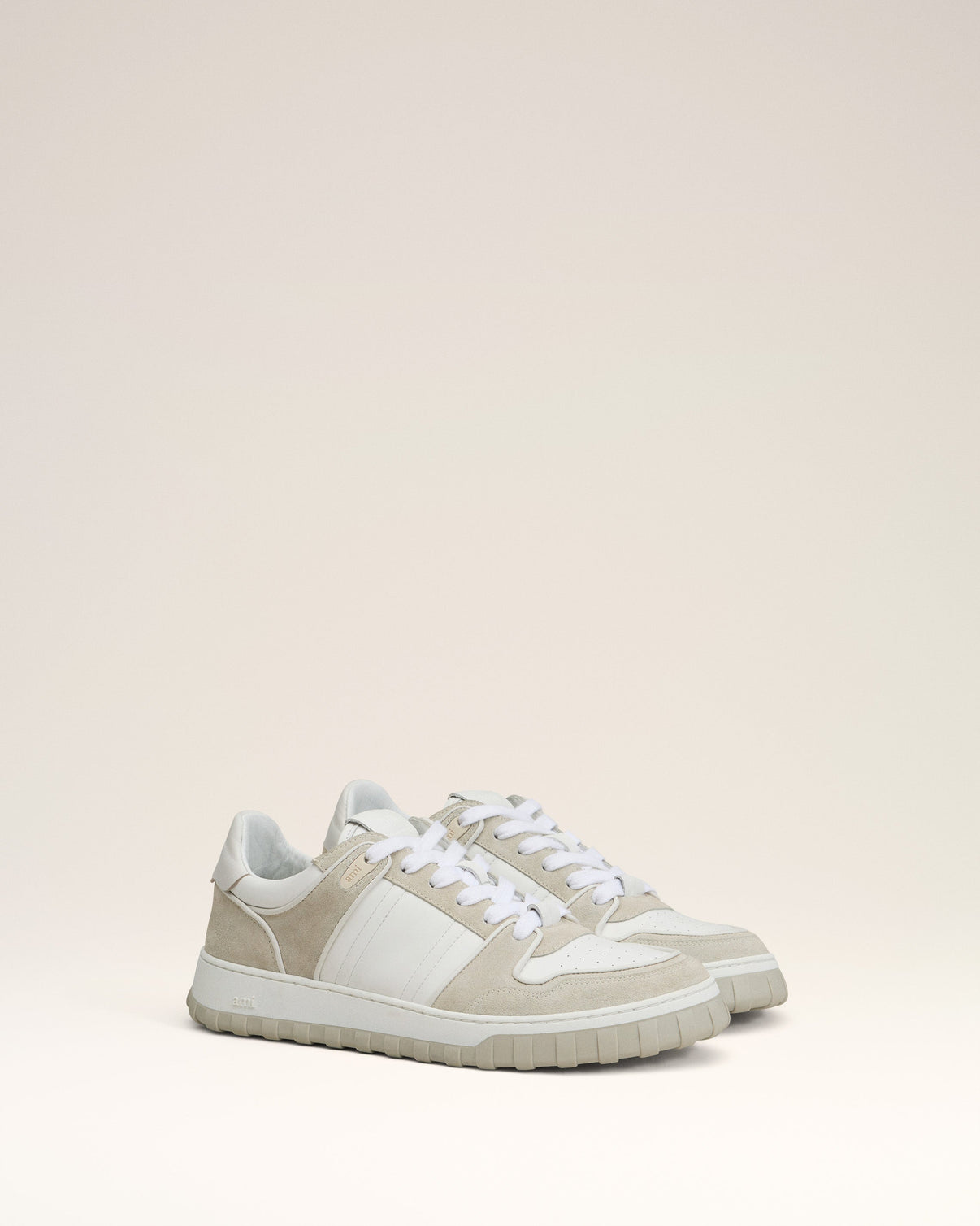 Grey Leather Low Top Walk Sneakers
