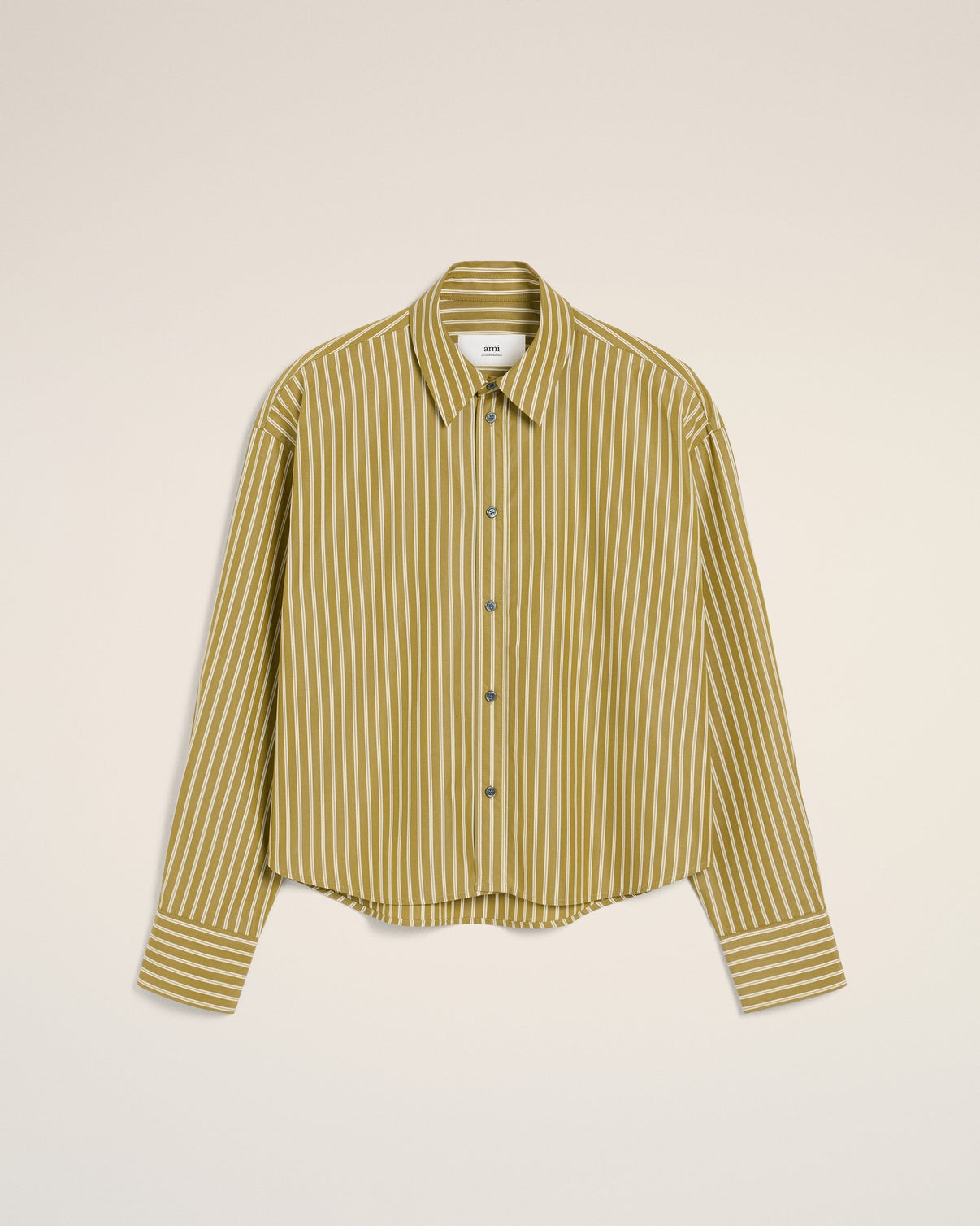 Khaki Cotton Cropped Oversized Shirt