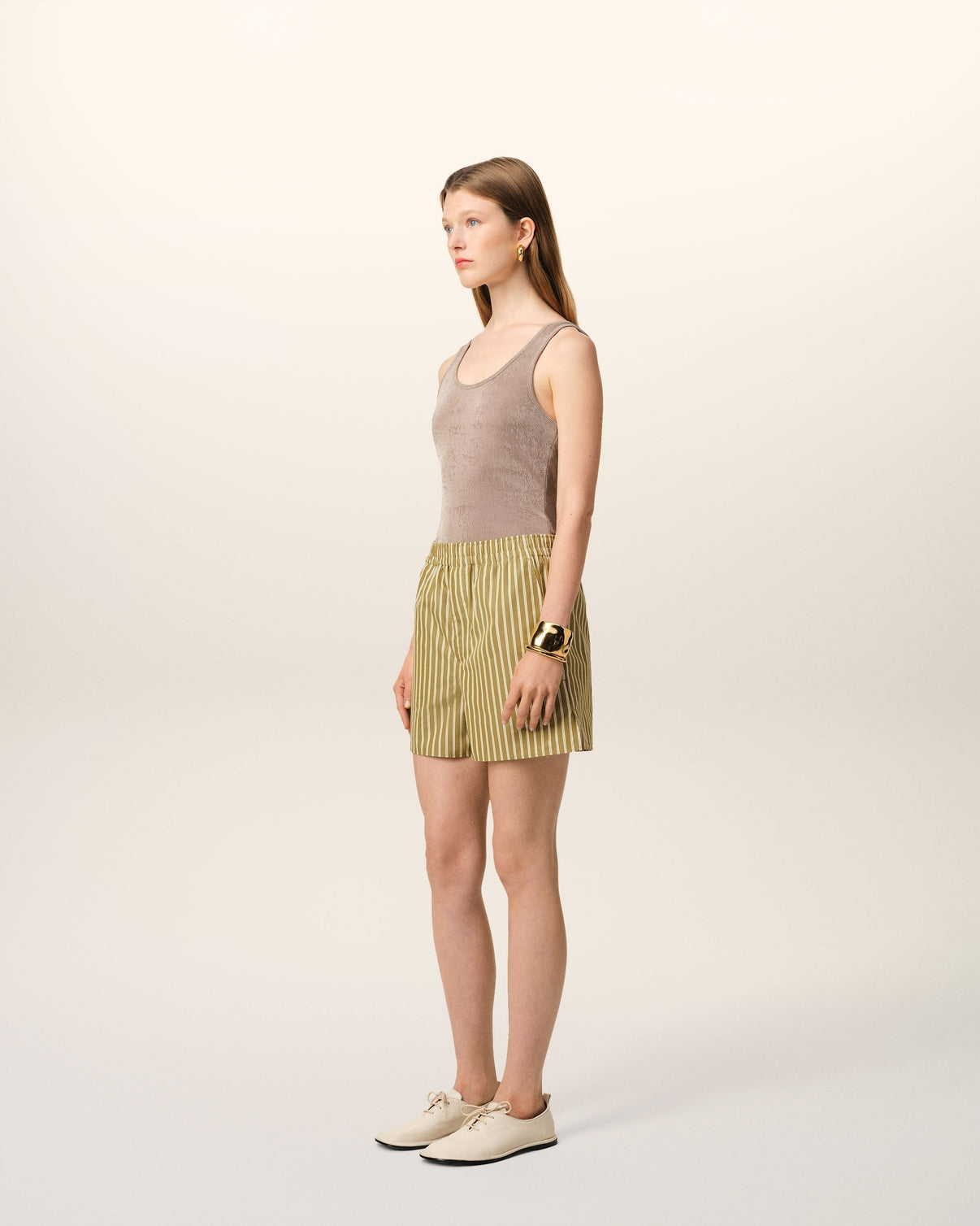 Khaki Cotton Elasticated Short