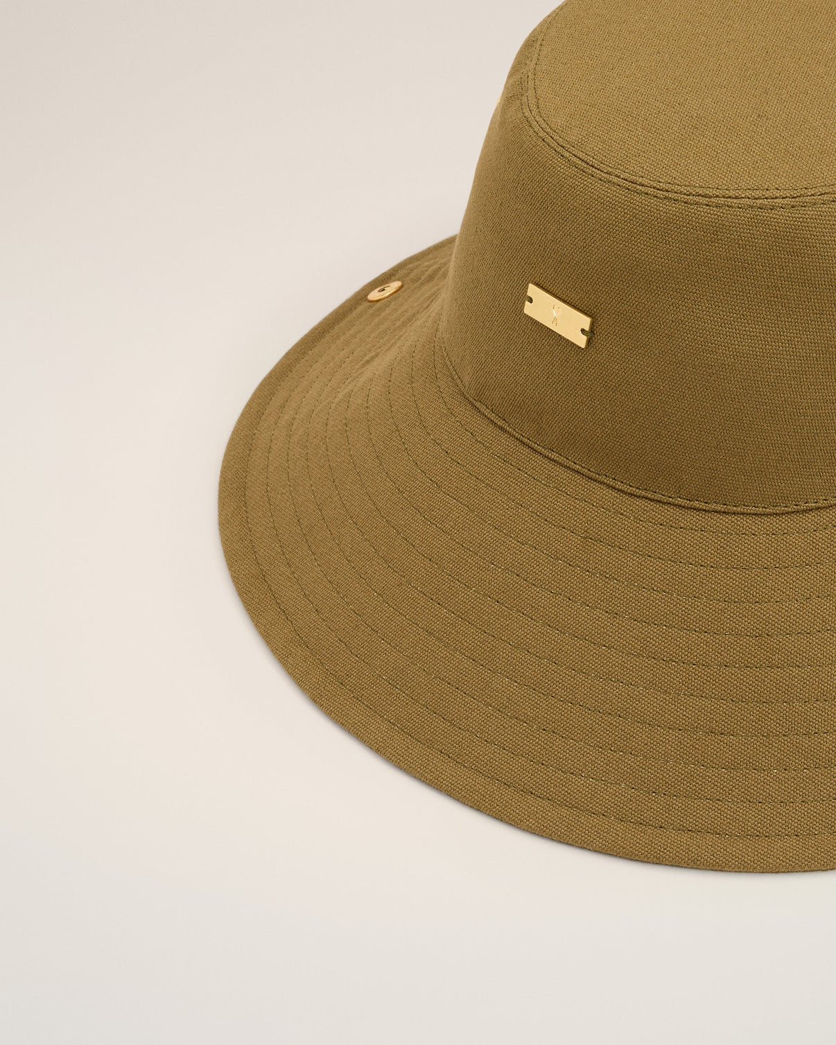 Khaki Cotton Plate Hat