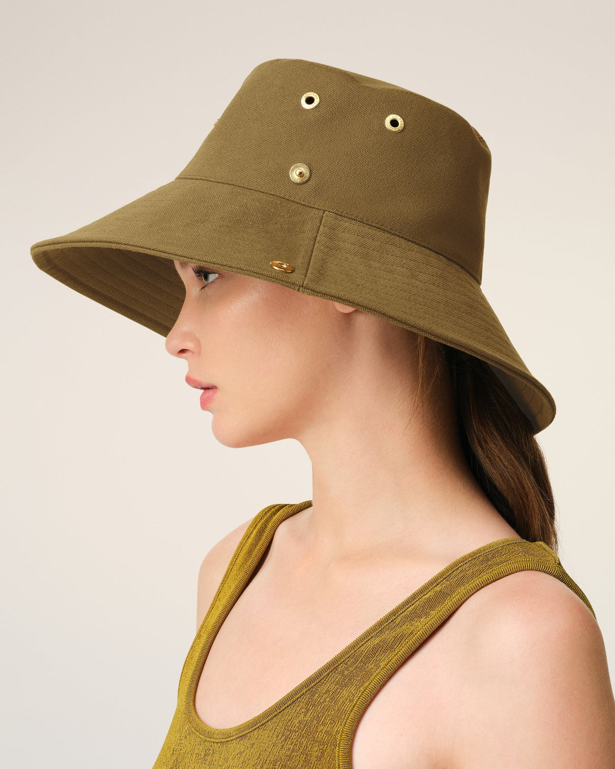 Khaki Cotton Plate Hat