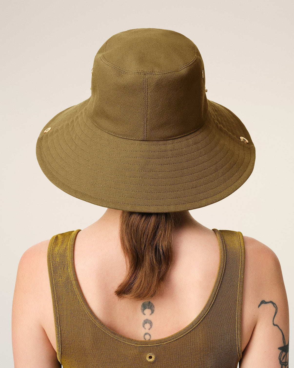 Khaki Cotton Plate Hat