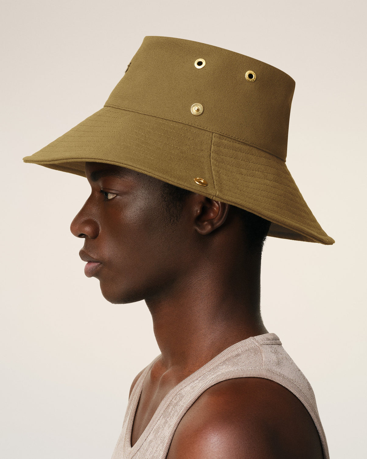 Khaki Cotton Plate Hat