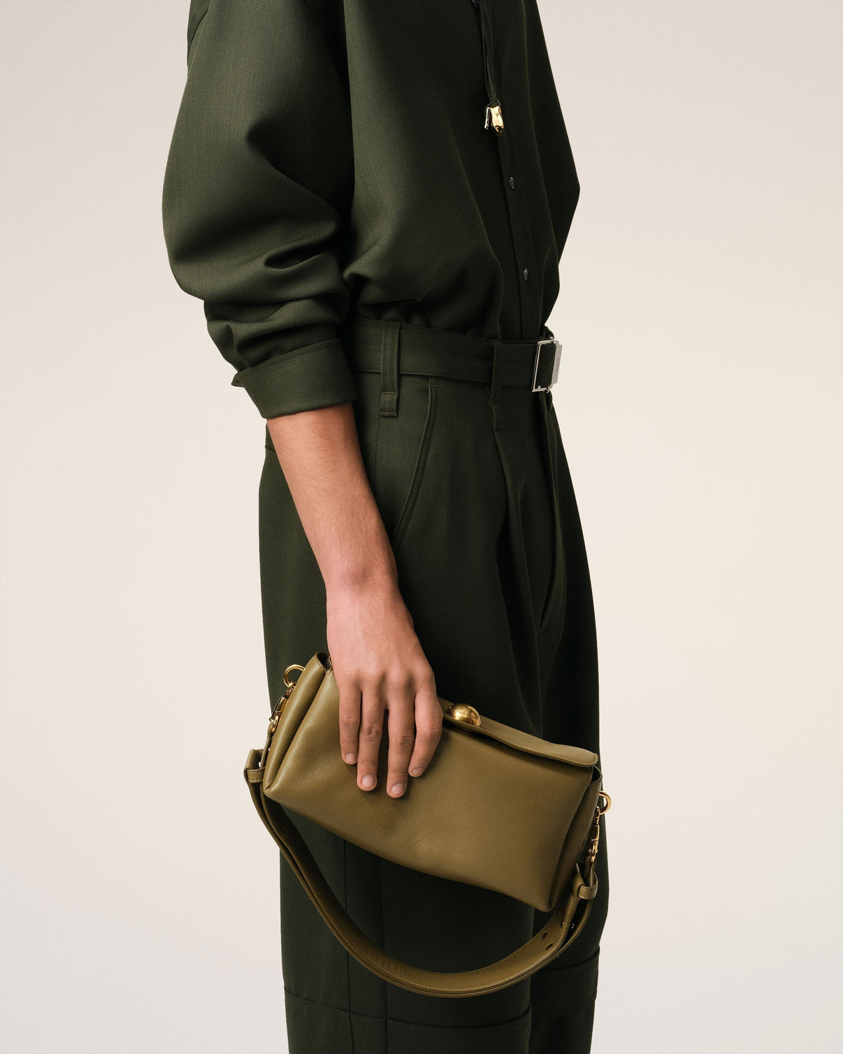 Khaki Leather Carrousel Bag