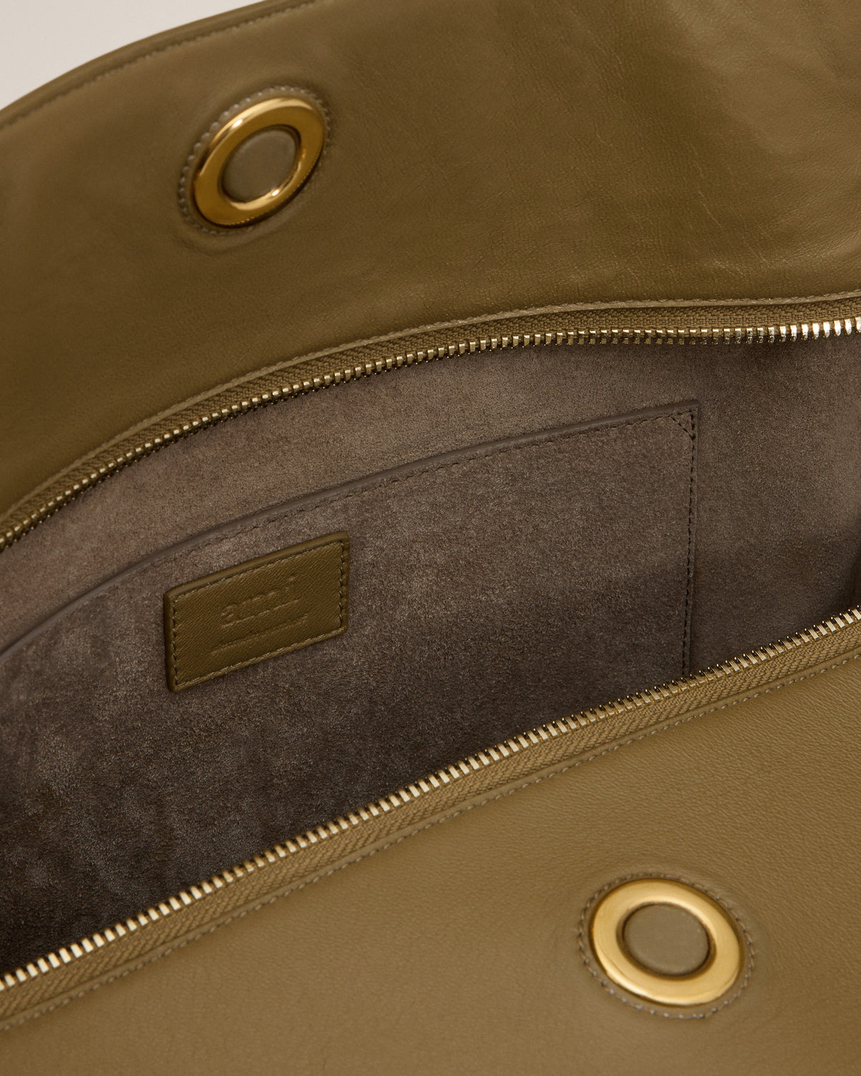 Khaki Leather Large Carrousel Bag