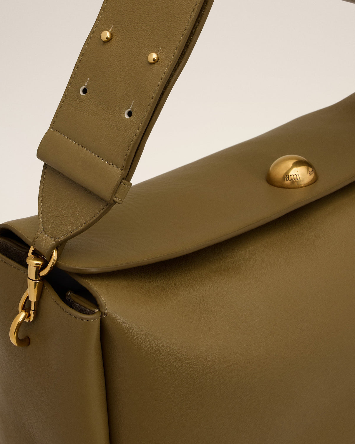Khaki Leather Large Carrousel Bag