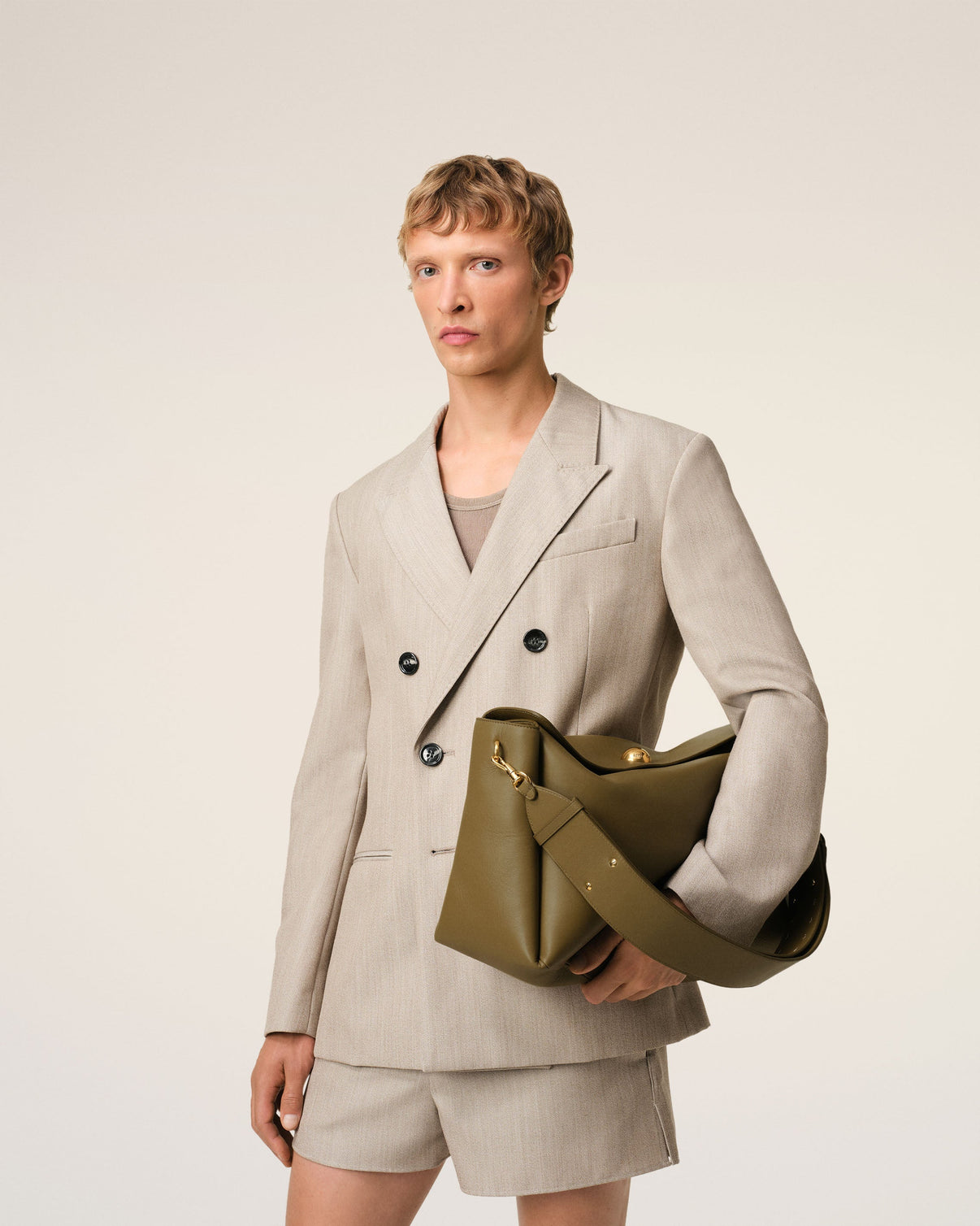 Khaki Leather Large Carrousel Bag
