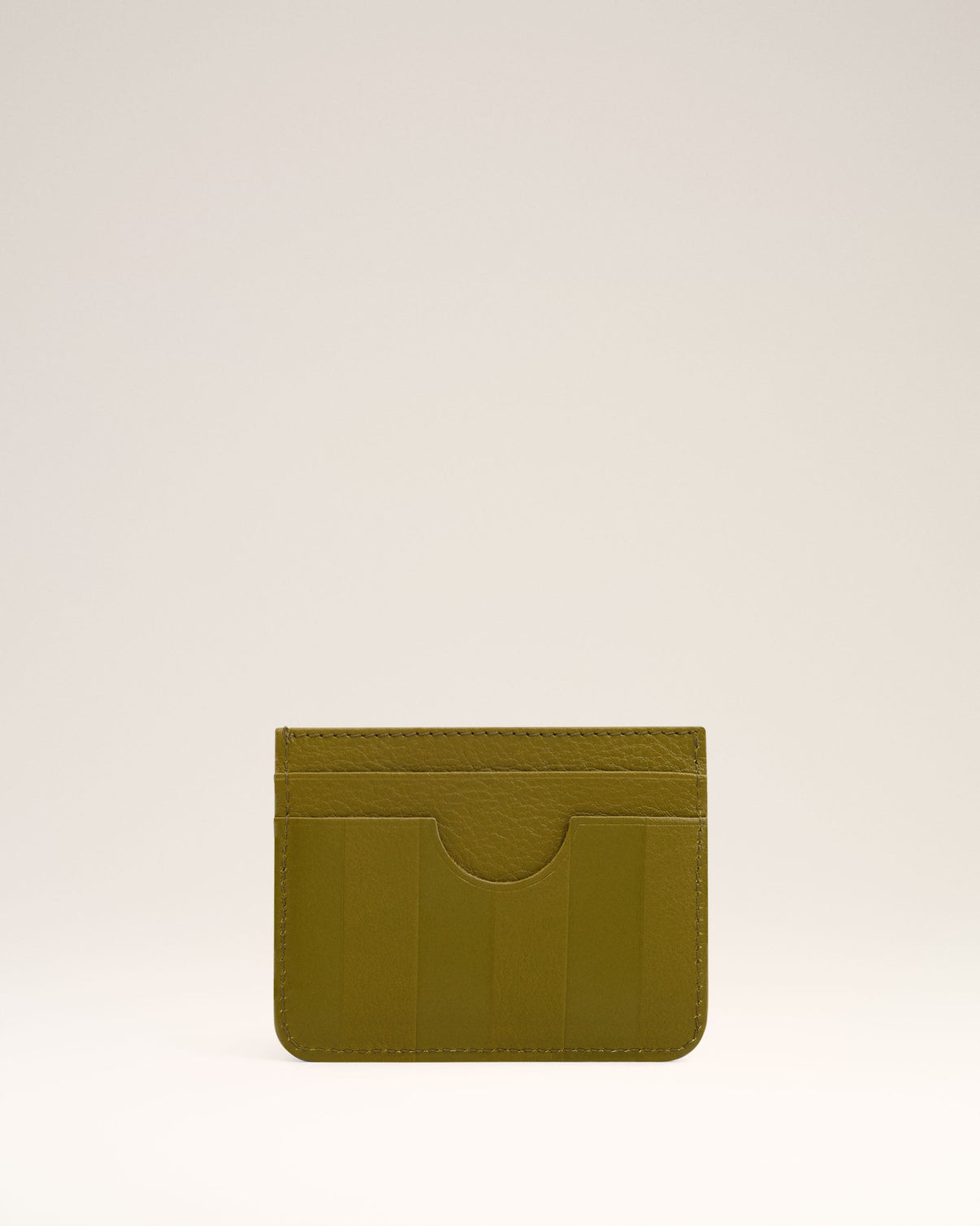 Khaki Leather Midi Card Holder