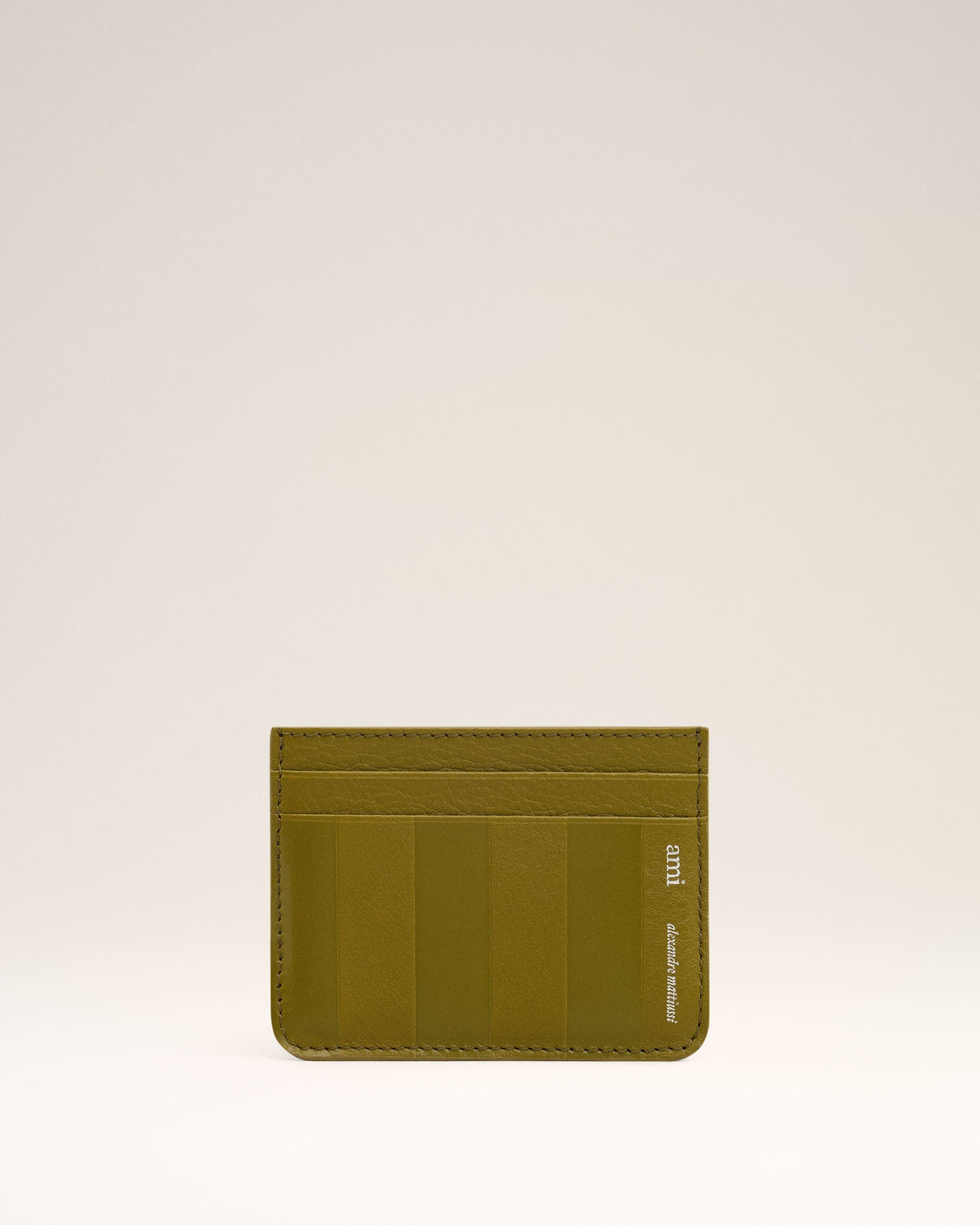 Khaki Leather Midi Card Holder