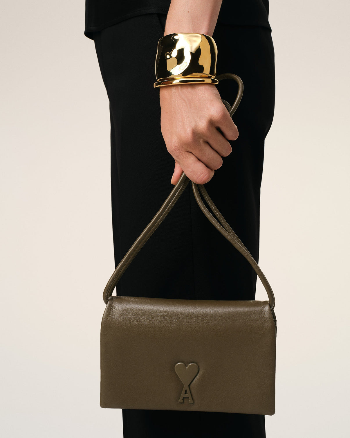 Khaki Leather Voulez-Vous Wallet Strap