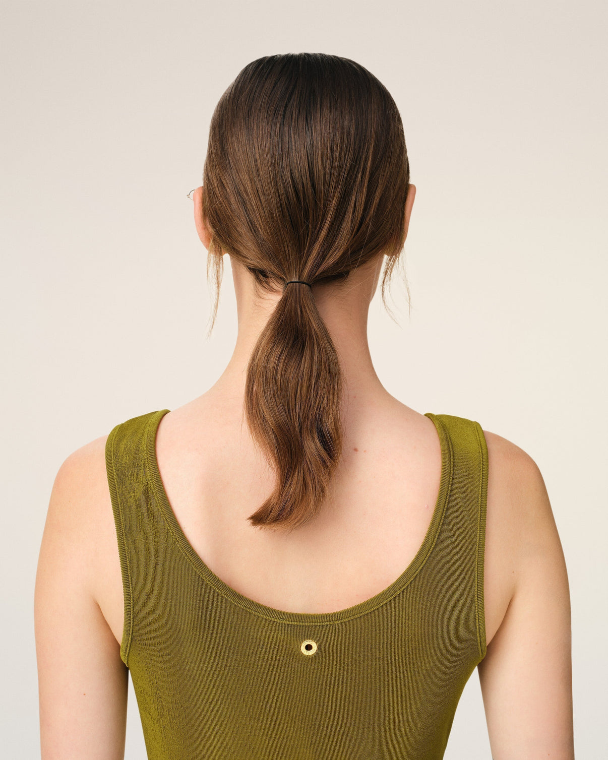 Khaki Light Shiny Rib Jersey Tanktop