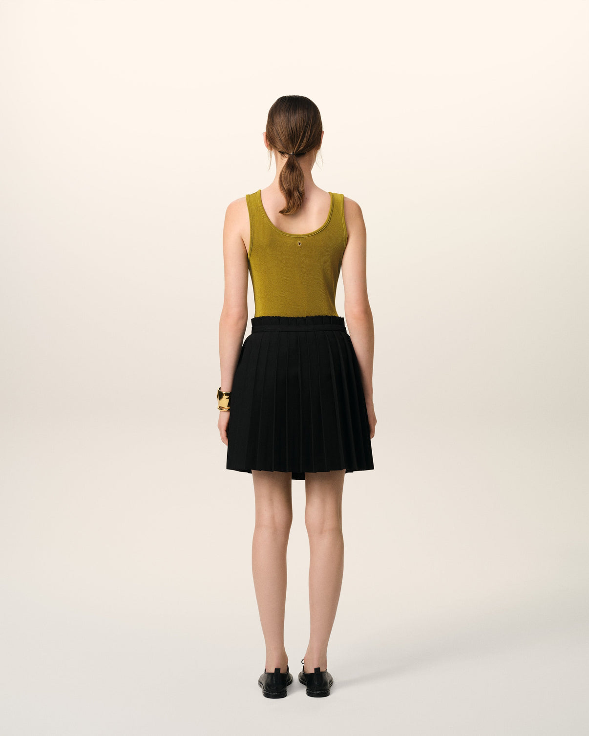Khaki Light Shiny Rib Jersey Tanktop