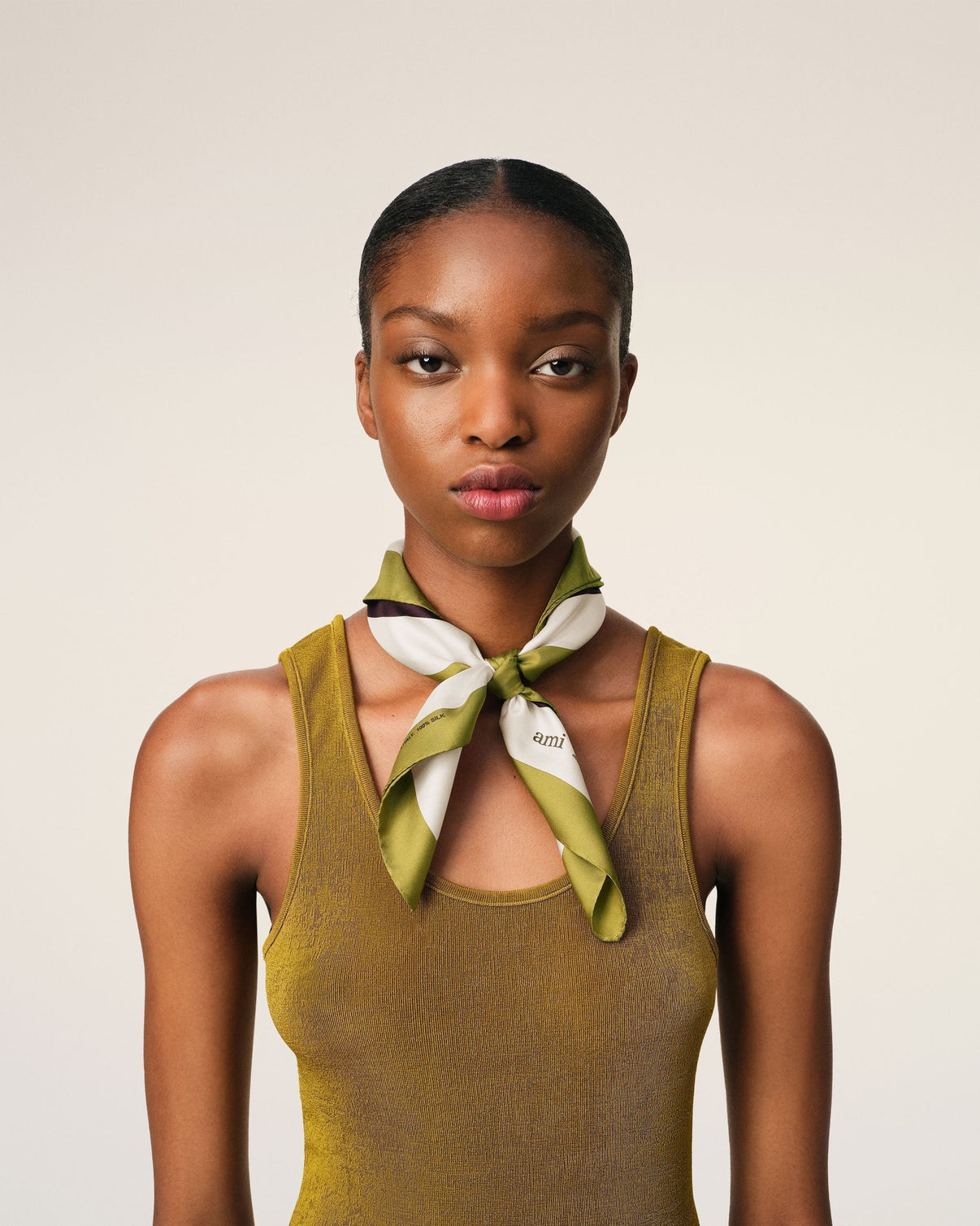 Khaki Silk Tricolor Bandana