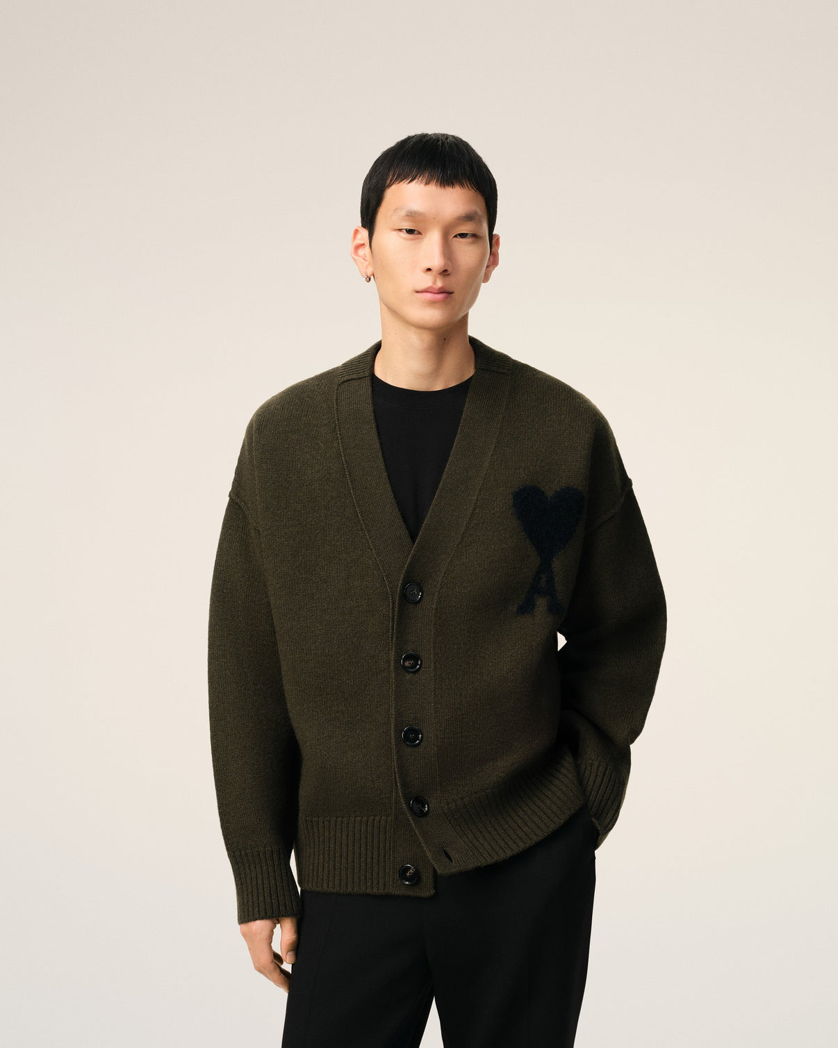 Khaki Wool Cardigan