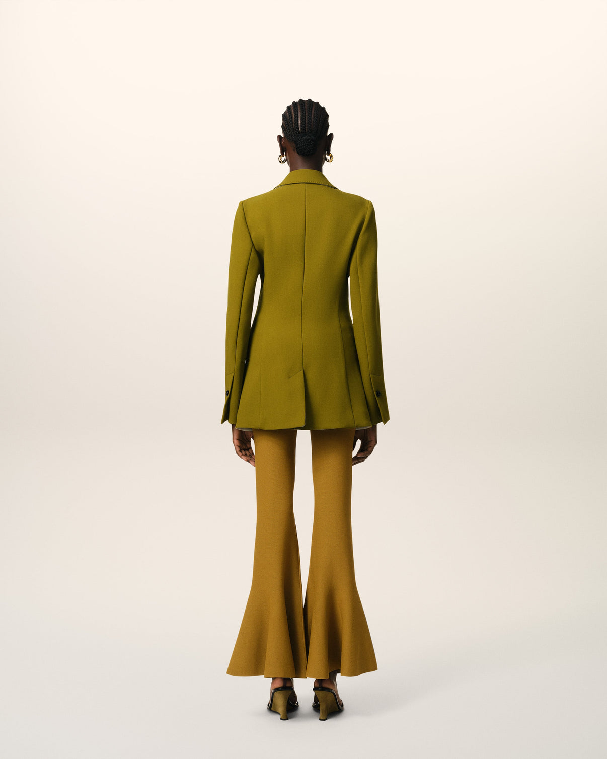 Khaki Wool Two Buttons Fitted Jacket