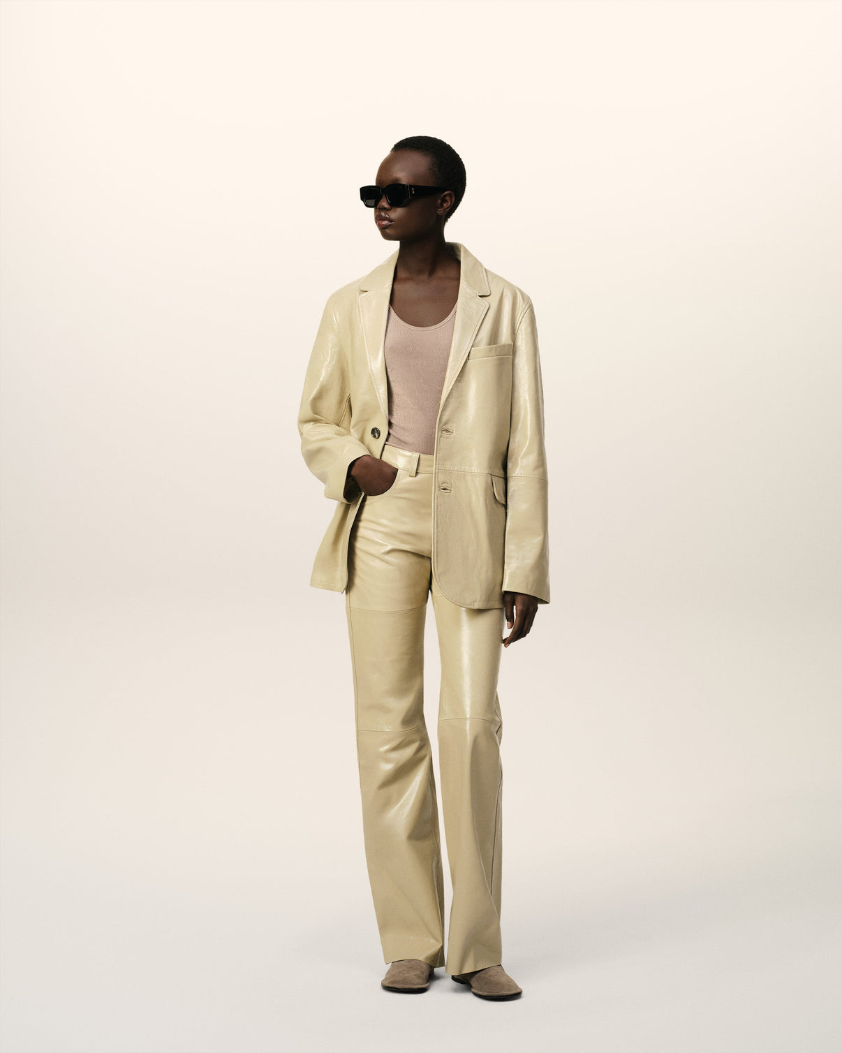 Leather Straight Fit Trousers