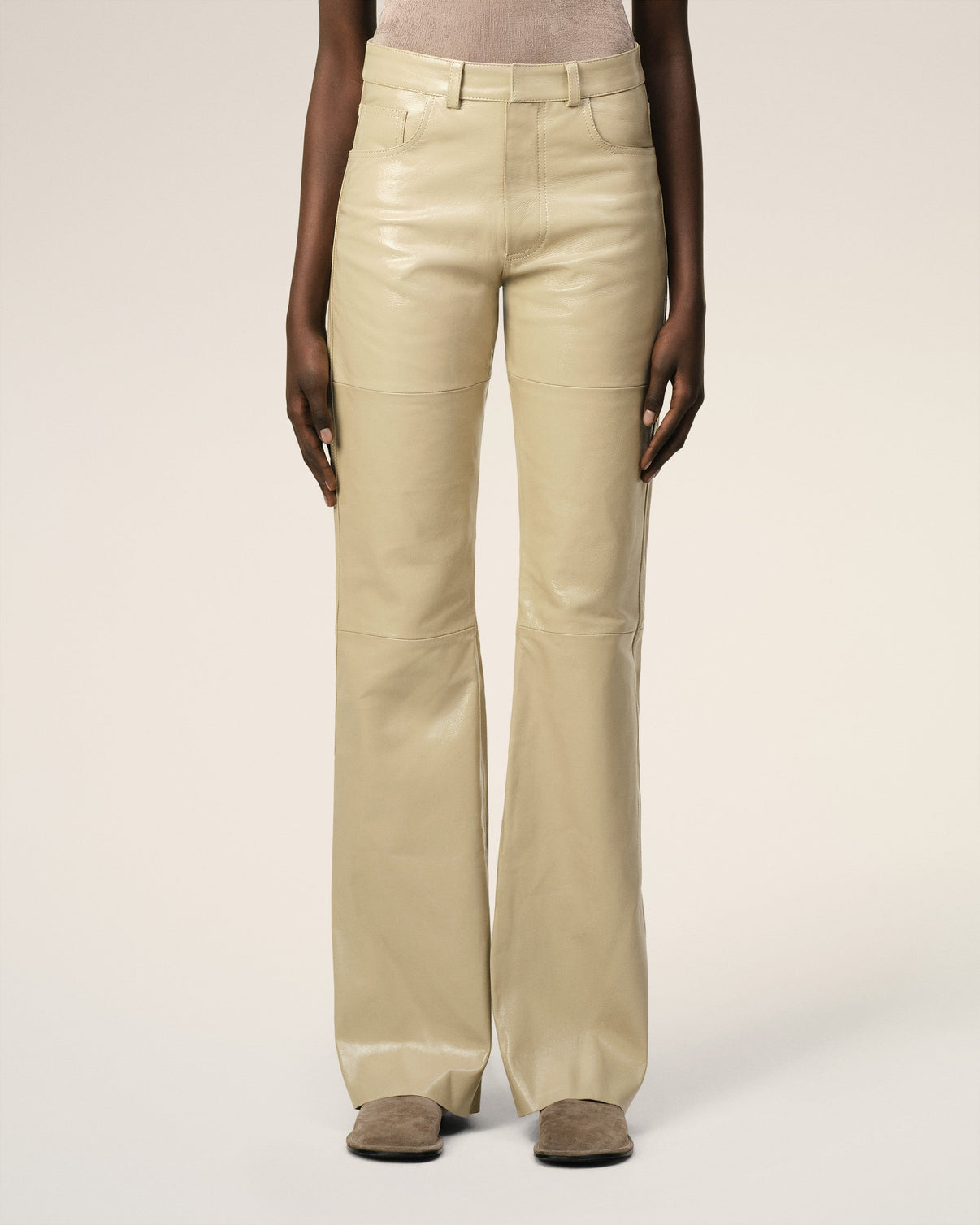 Leather Straight Fit Trousers