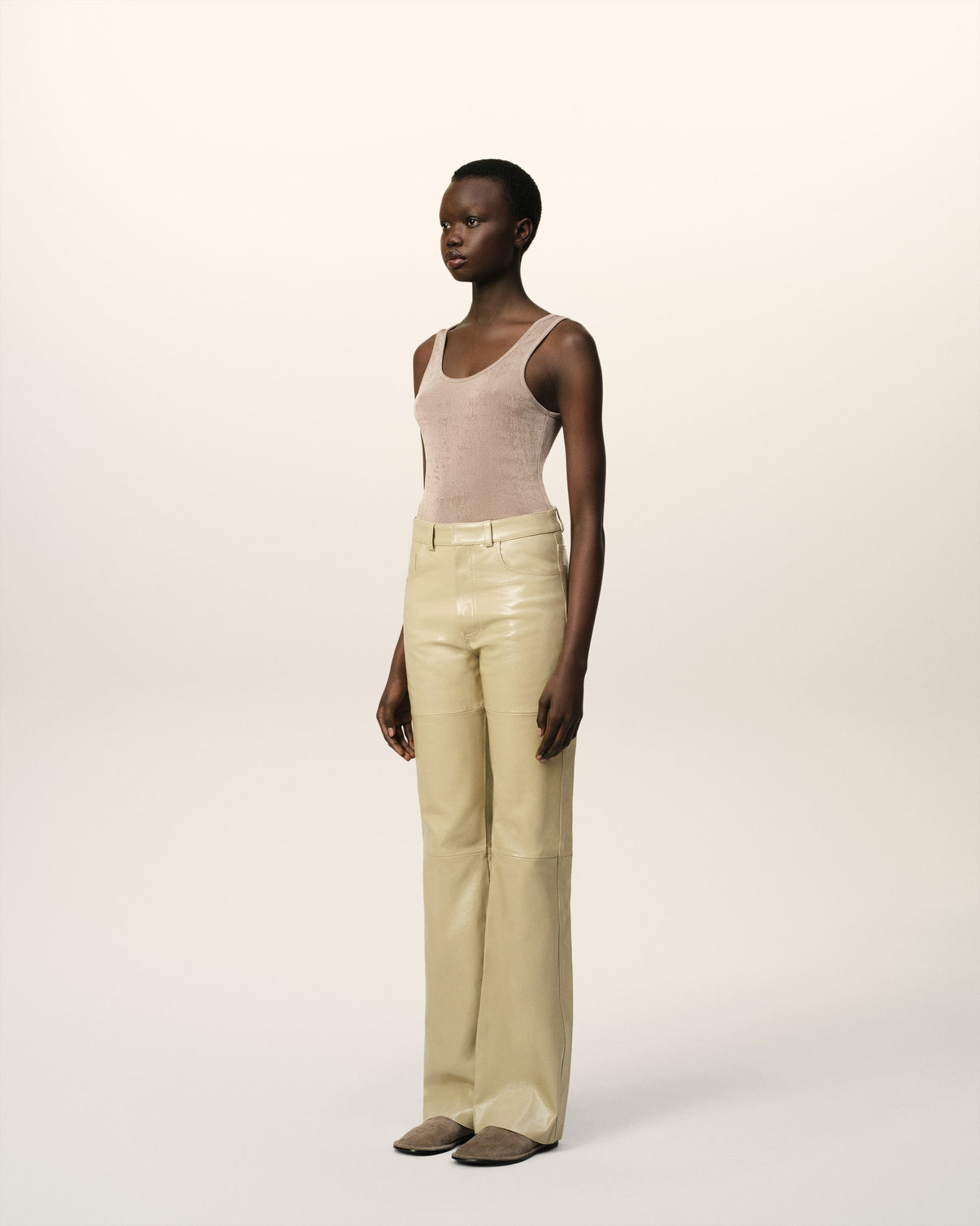 Leather Straight Fit Trousers