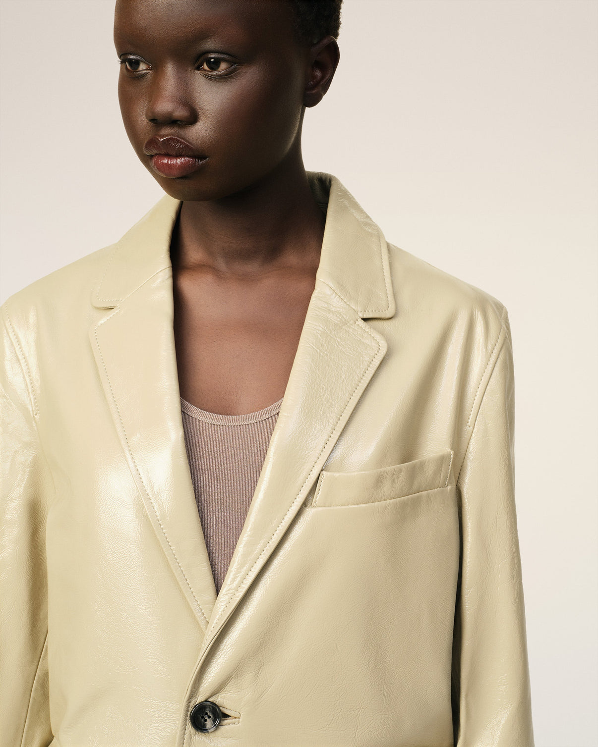 Leather Two Buttons Jacket