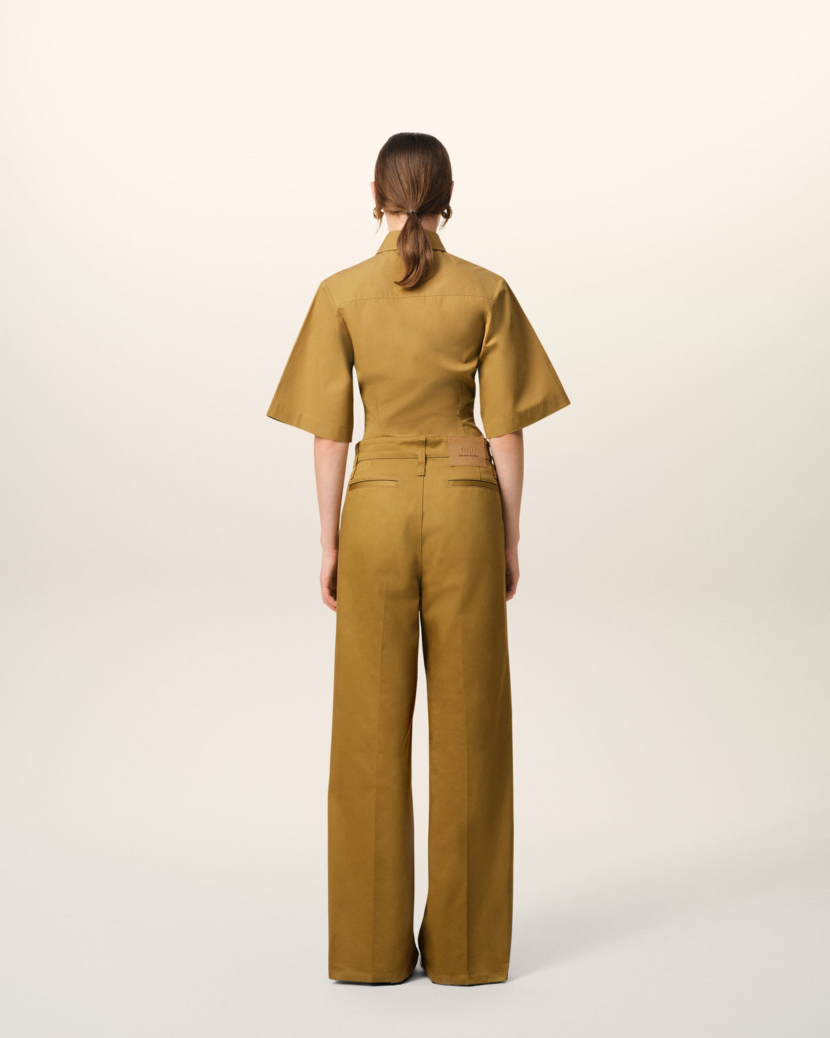 Mustard Cotton Baggy Fit Trousers
