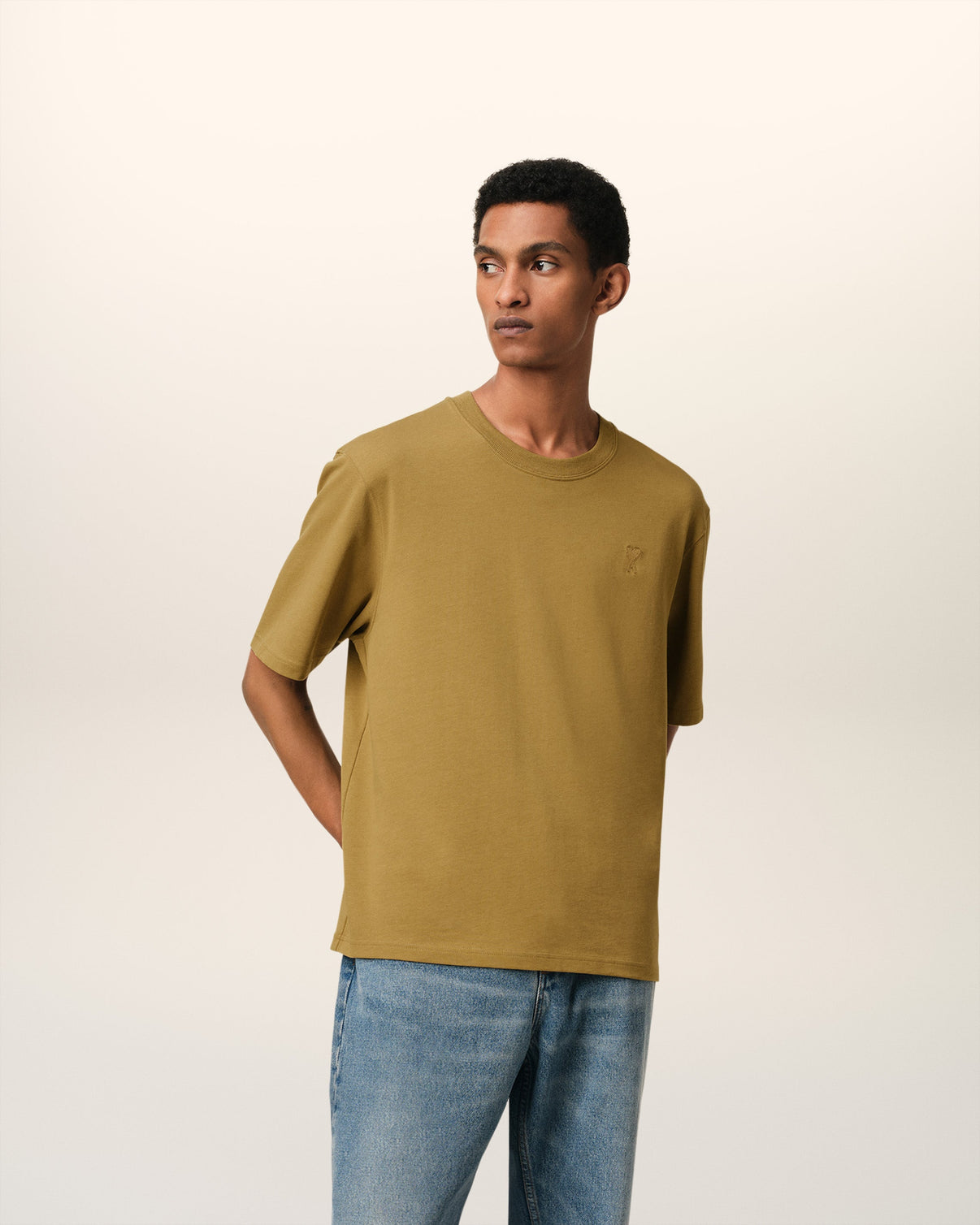 Mustard Cotton Tonal T-Shirt