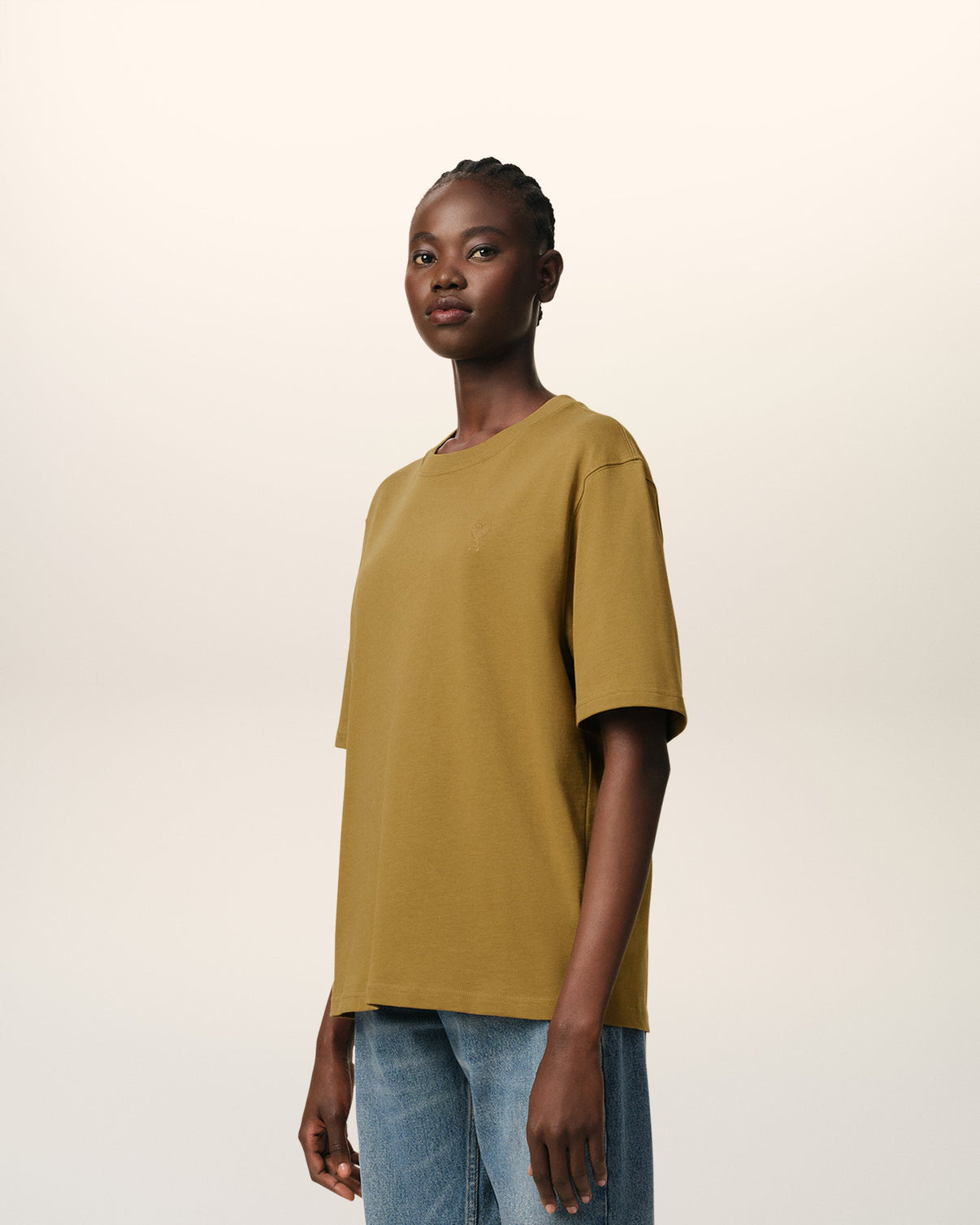 Mustard Cotton Tonal T-Shirt
