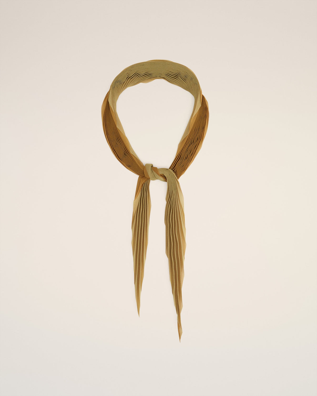 Mustard Pleated Diamond Shaped Scarf