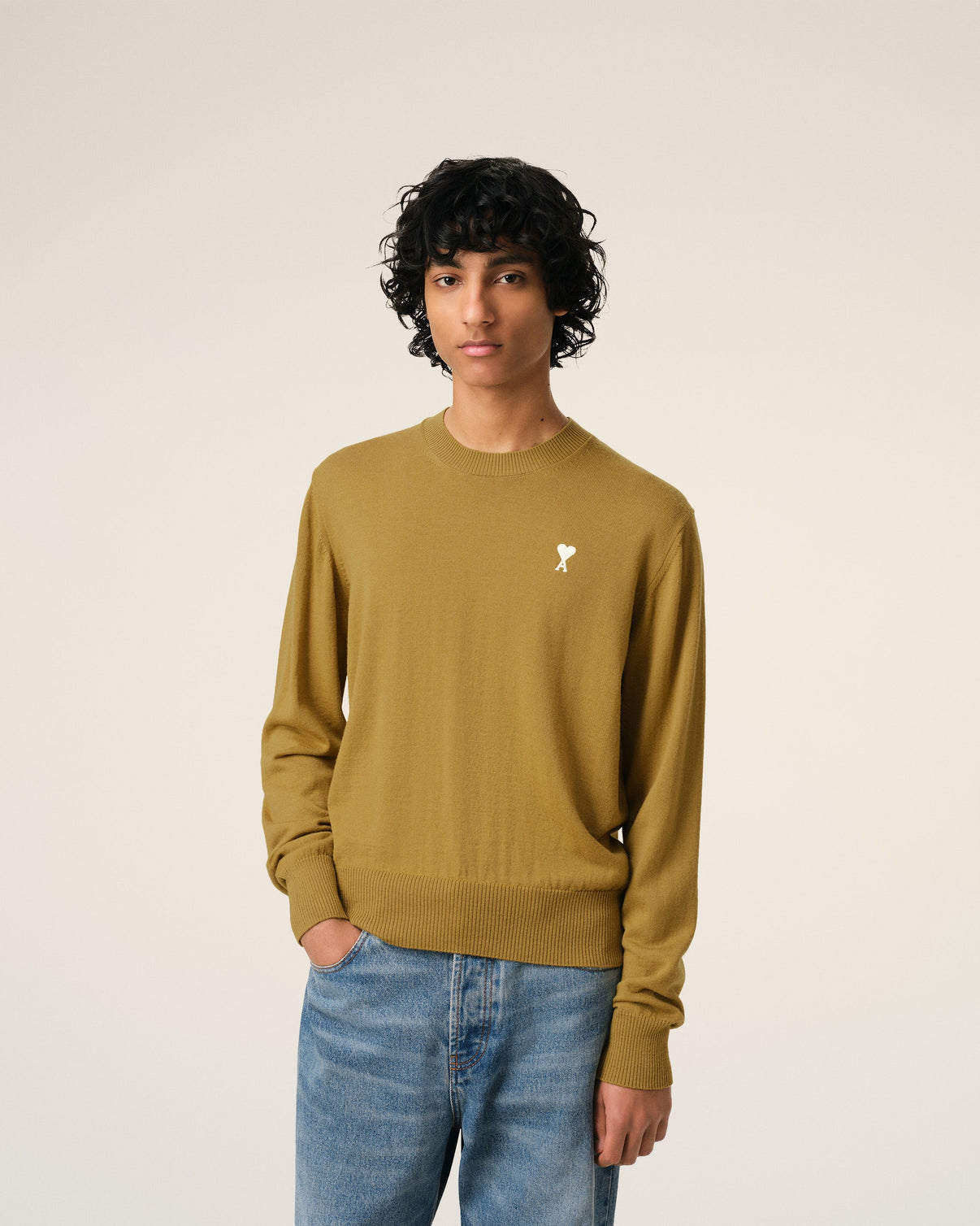 Mustard Wool Crew Neck Sweater