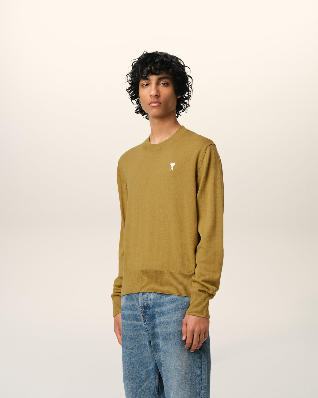 Mustard Wool Crew Neck Sweater