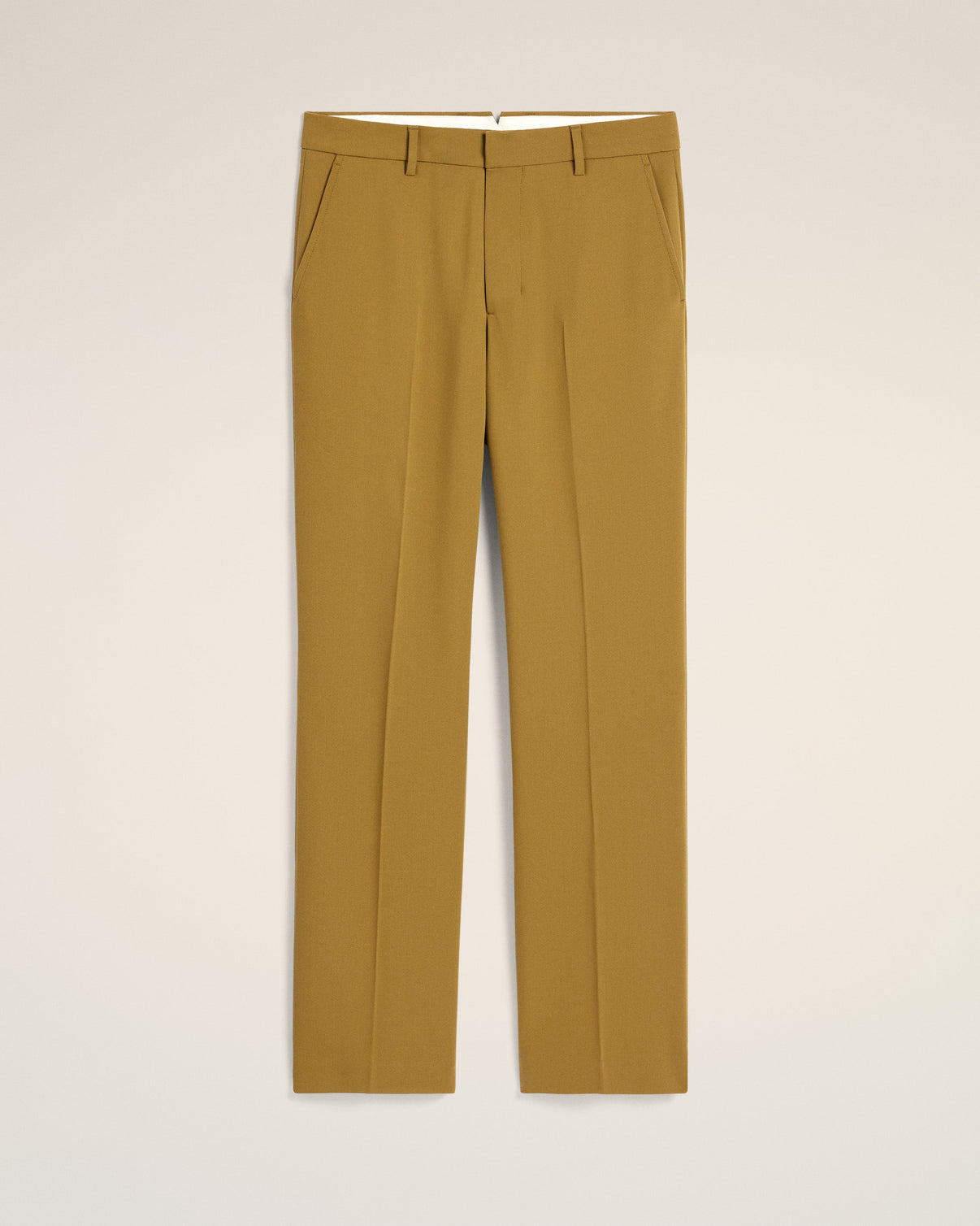Mustard Wool Straight Fit Trousers