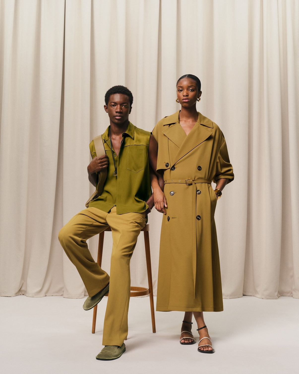 Mustard Wool Straight Fit Trousers