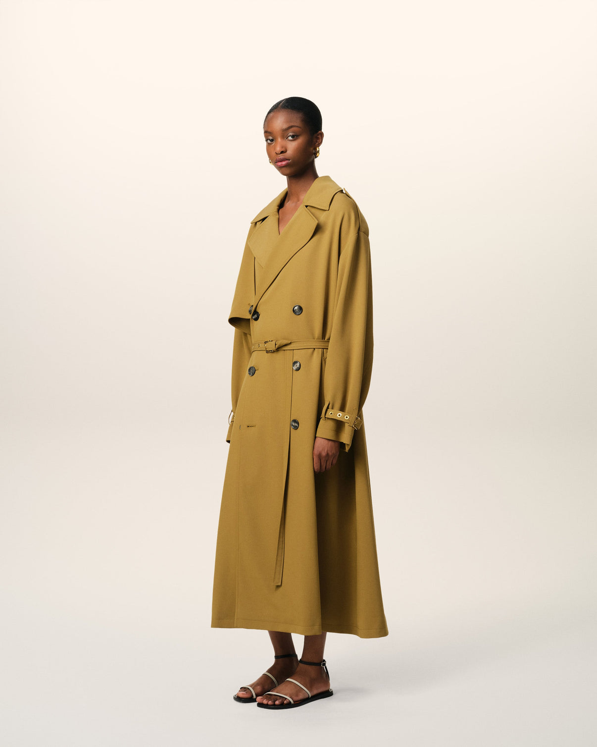 Mustard Wool Trench Coat