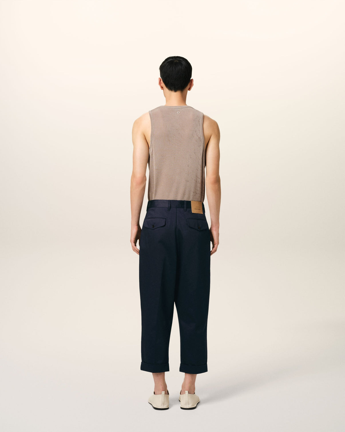 Navy Cotton Carrot Oversized Trousers