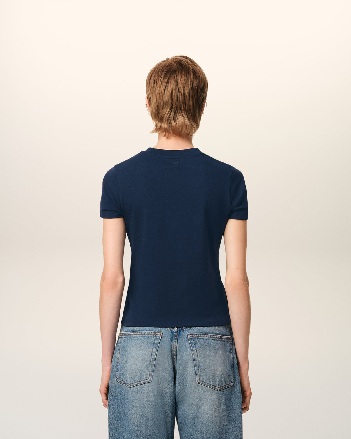 Navy Cotton Cropped T-Shirt
