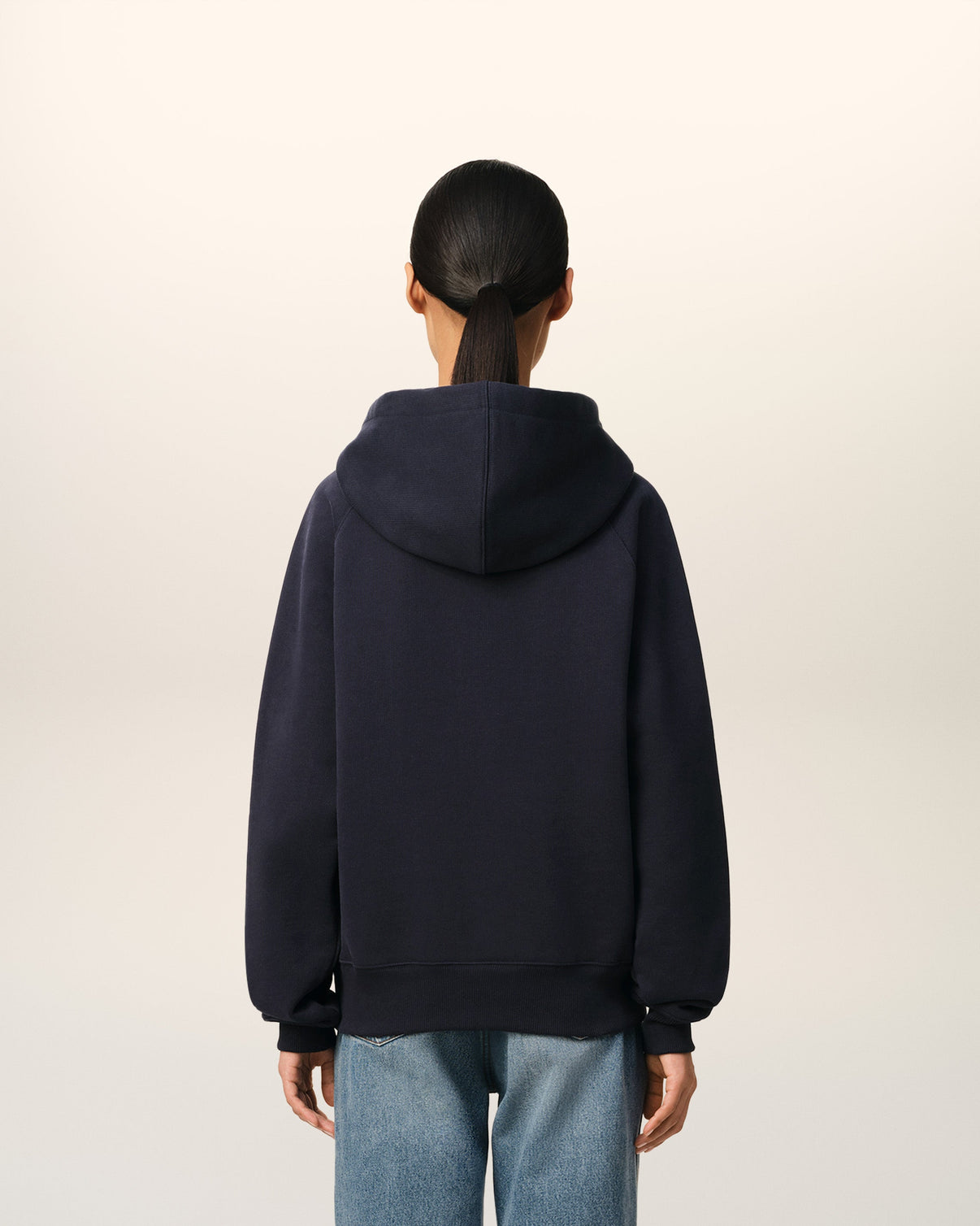 Navy Cotton Hoodie With Patch