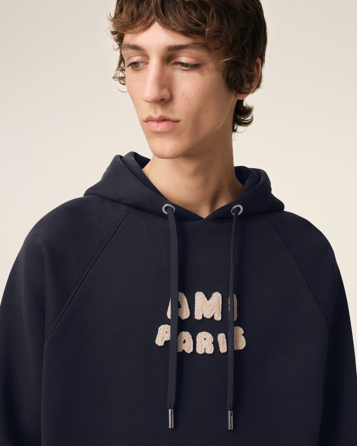 Navy Cotton Hoodie With Patch