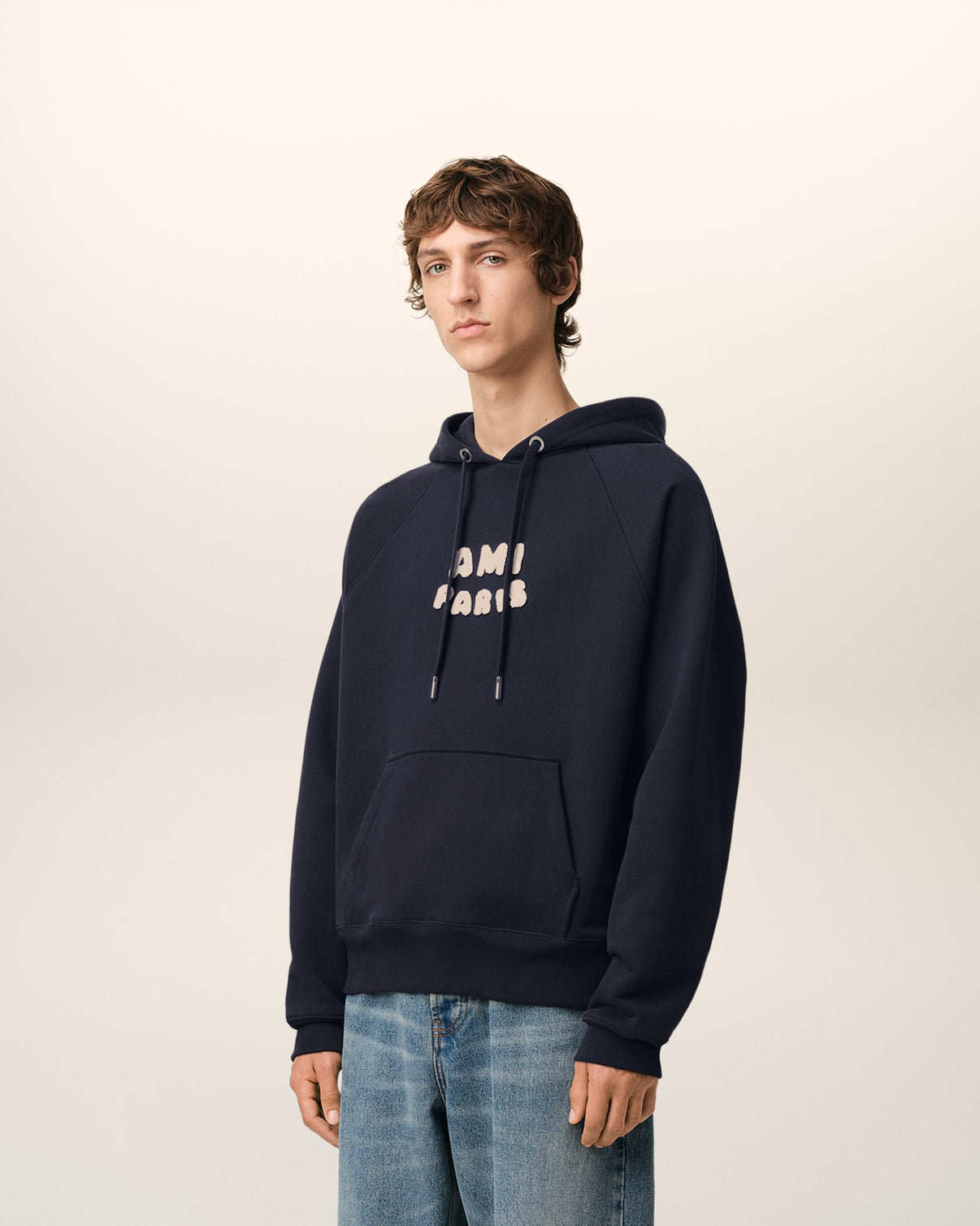 Navy Cotton Hoodie With Patch