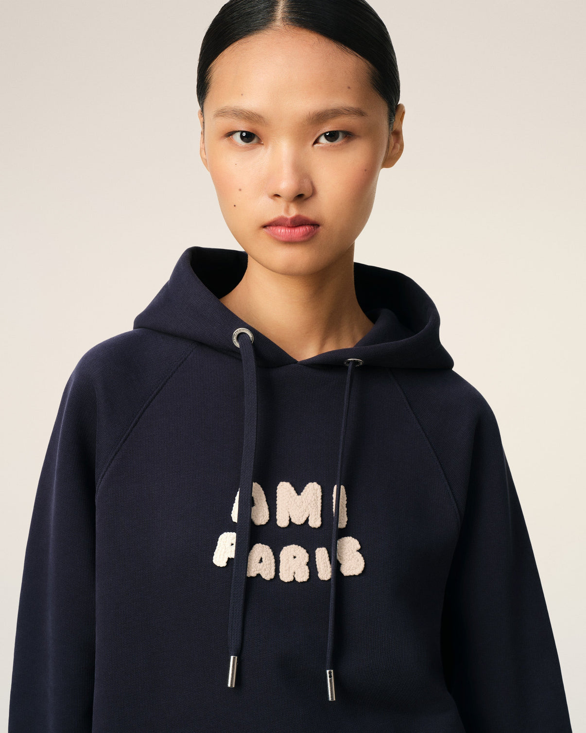 Navy Cotton Hoodie With Patch