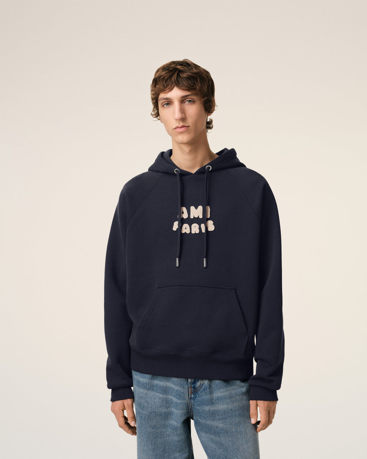 Navy Cotton Hoodie With Patch