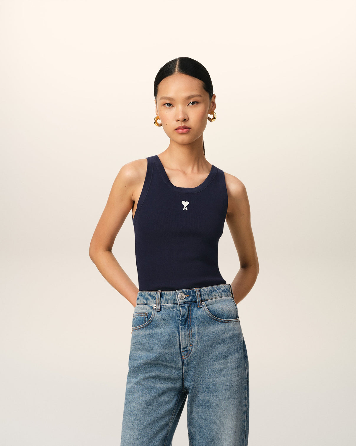 Navy Cotton Rib Tanktop