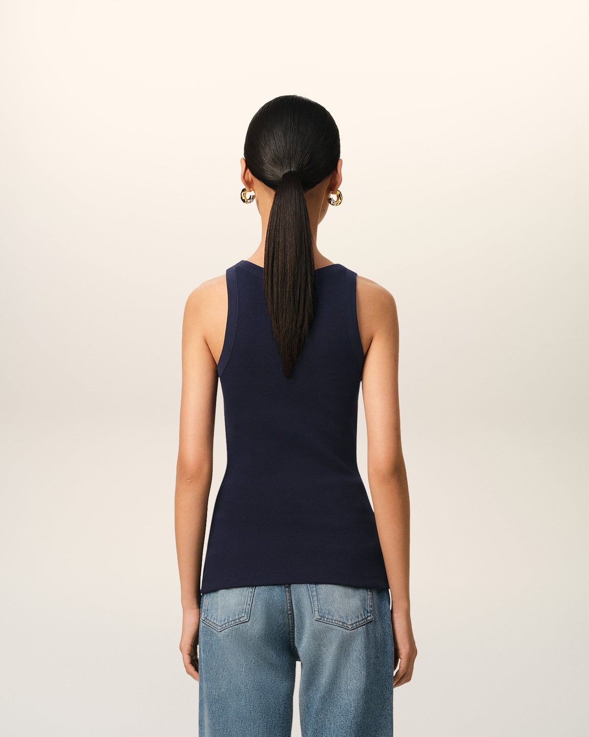 Navy Cotton Rib Tanktop
