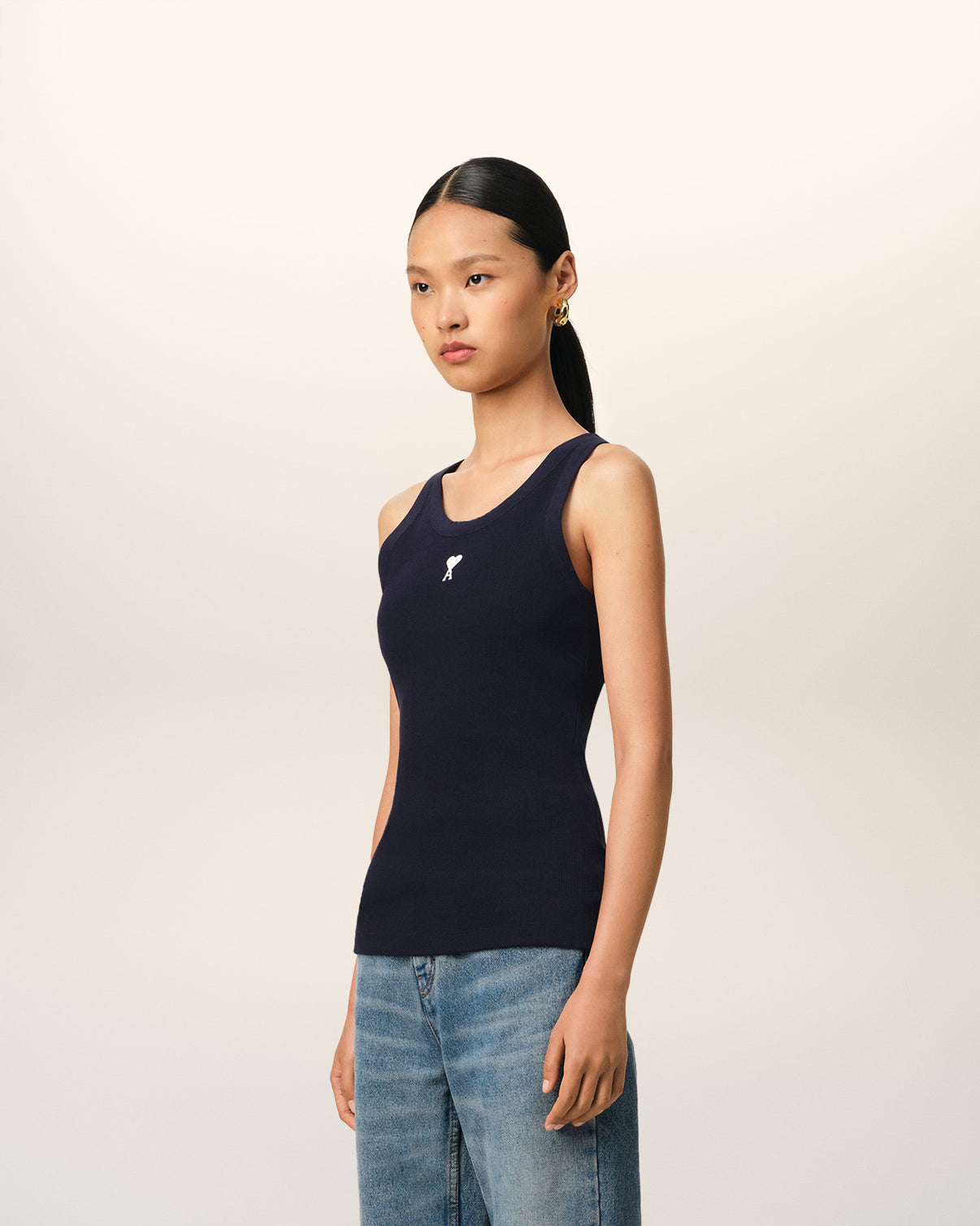 Navy Cotton Rib Tanktop